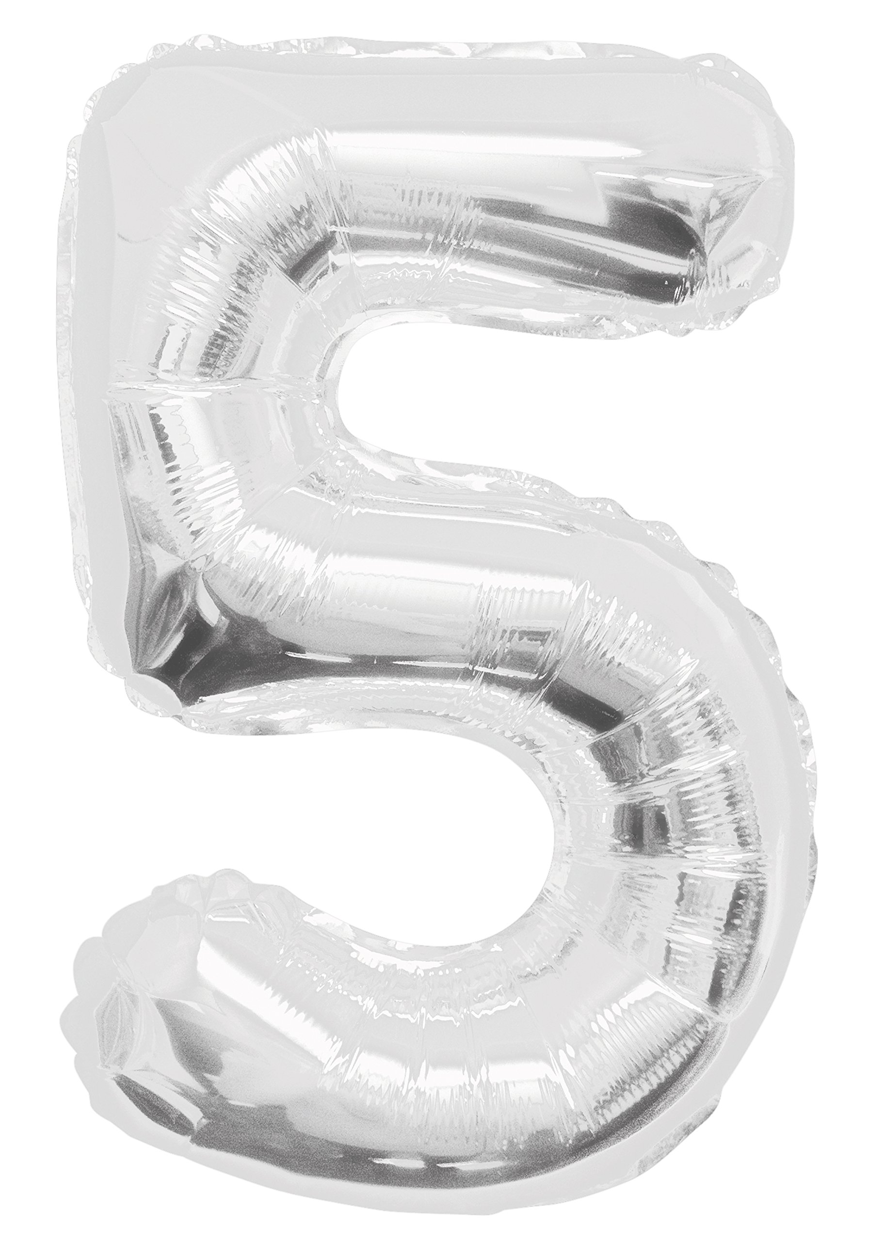 Unique Party 55755 - 34" Giant Silver Foil Number 5 Balloon