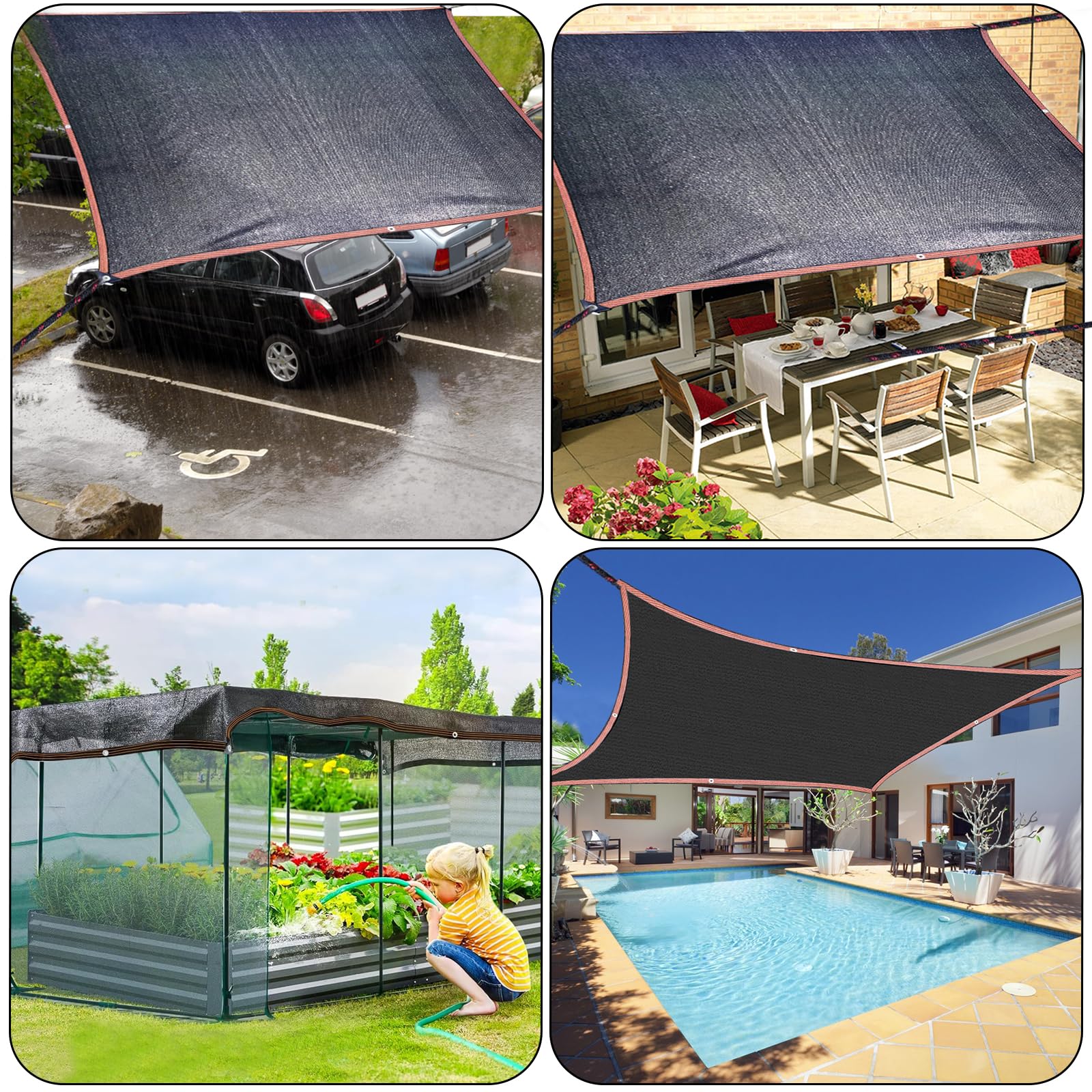 Rete Ombreggiante, 4x3M Telo Ombreggiante Occhiellato, 80% –90% Panno Ombra con Occhielli,Tessuto Ombreggiante,Panno Ombreggiante,Rete Parasole,per Giardino,Pergola,Piante da Patio,Serra,Pollaio