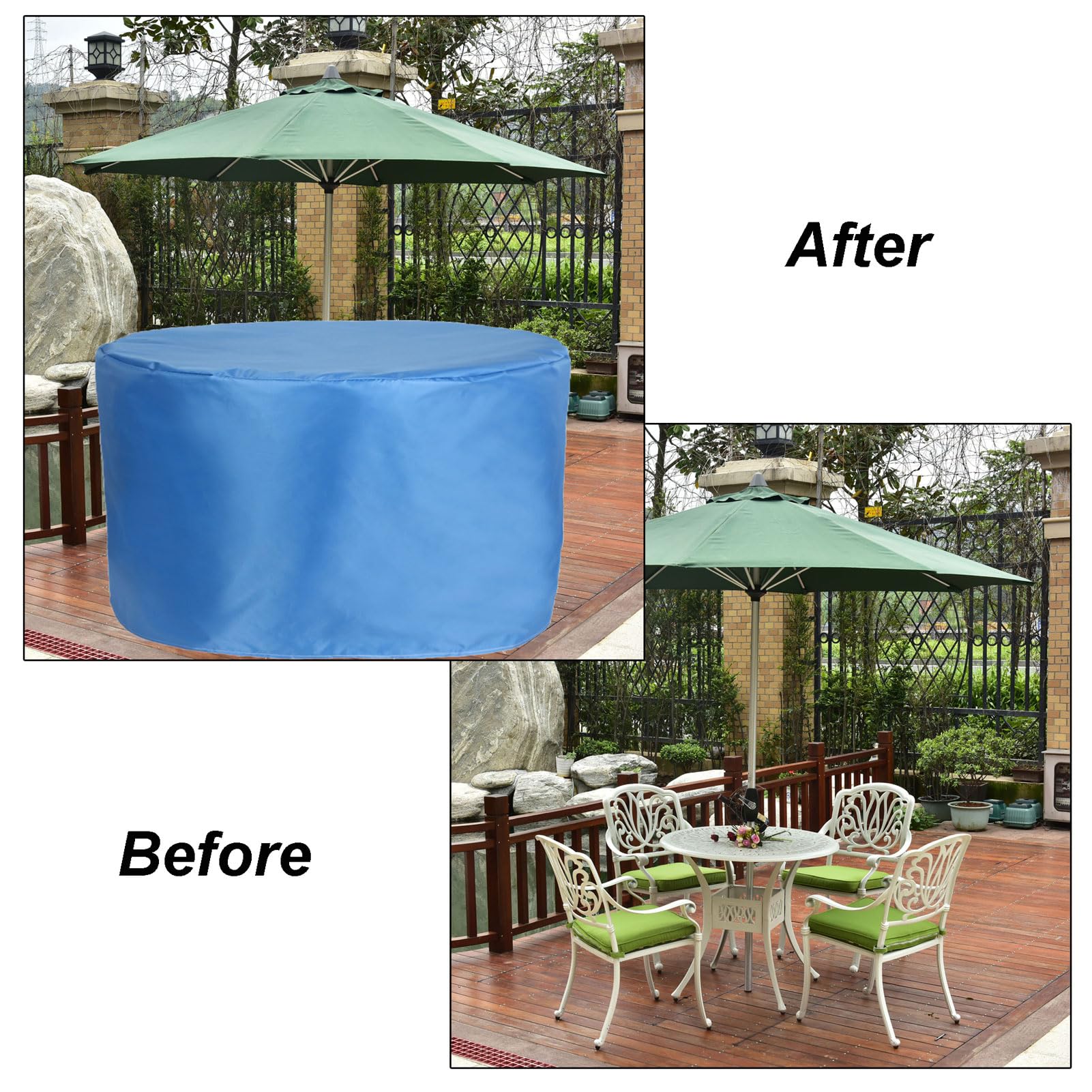 Coperture per Mobili da Esterno 300x220cm, Impermeabile Copritavolo da Giardino, Rotondo Telo Copri Tavoli da Terrazza Tessuto Oxford 420D, per Mobili per Tavoli da Giardino