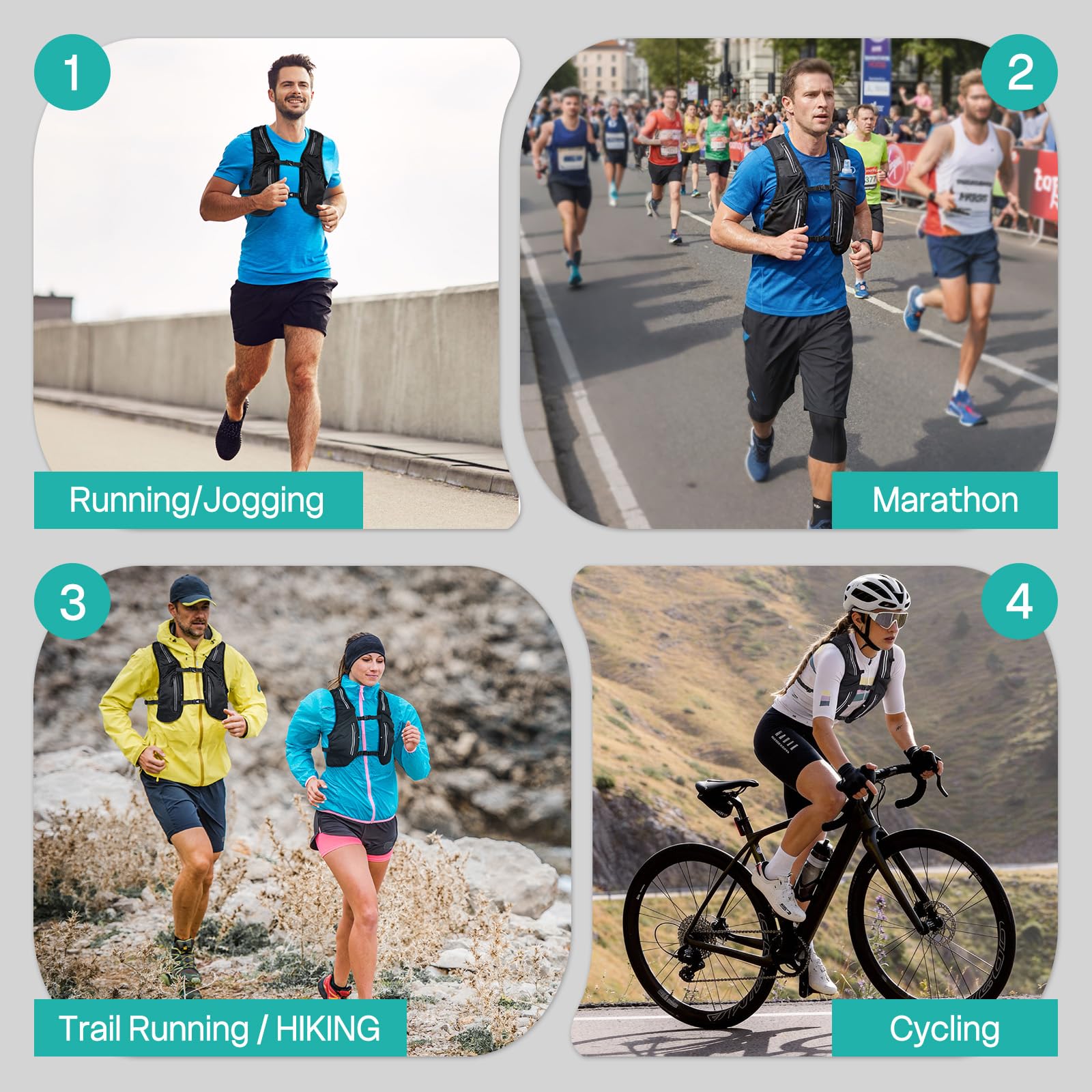Nextyu Gilet Running Uomo Donna, Zaino Idratazione Trail Running Leggero con Borraccia Morbida 500ml & Cinghie Pettorali Regolabili per Corsa Maratona Escursionismo MTB Ciclismo