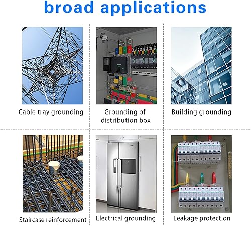 Miniatura 6 de Crynod Juego de 5 correas de tierra para automóvil, 10 pulgadas, 13 pulgadas, 220 V, correas de tierra trenzadas planas de metal, accesorios