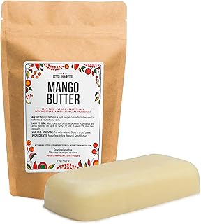 Raw Mango Butter | 100% Natural, Extracted from Mango Seed | Skin and Hair Moisturizer | Use with Shea in DIY Whipped Body...
