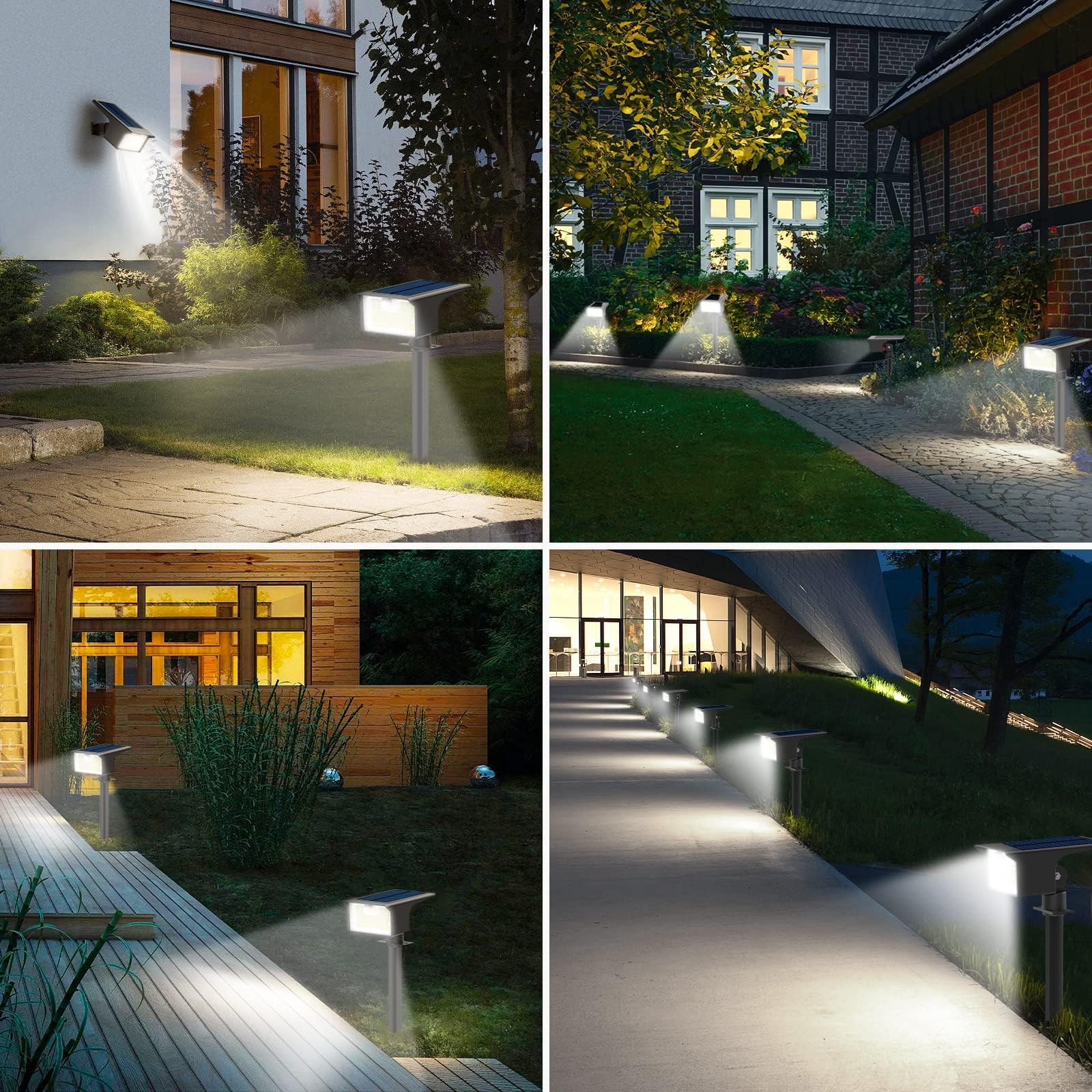 nipify 6 Pezzi Faretti Solari a LED da Esterno con Sensore di Movimento, 62LED 3 Modes Lampade Solare da Giardino Potenti, IP65 Impermeabile Luci Solari per Cortile, Vialetto, Bianco Freddo