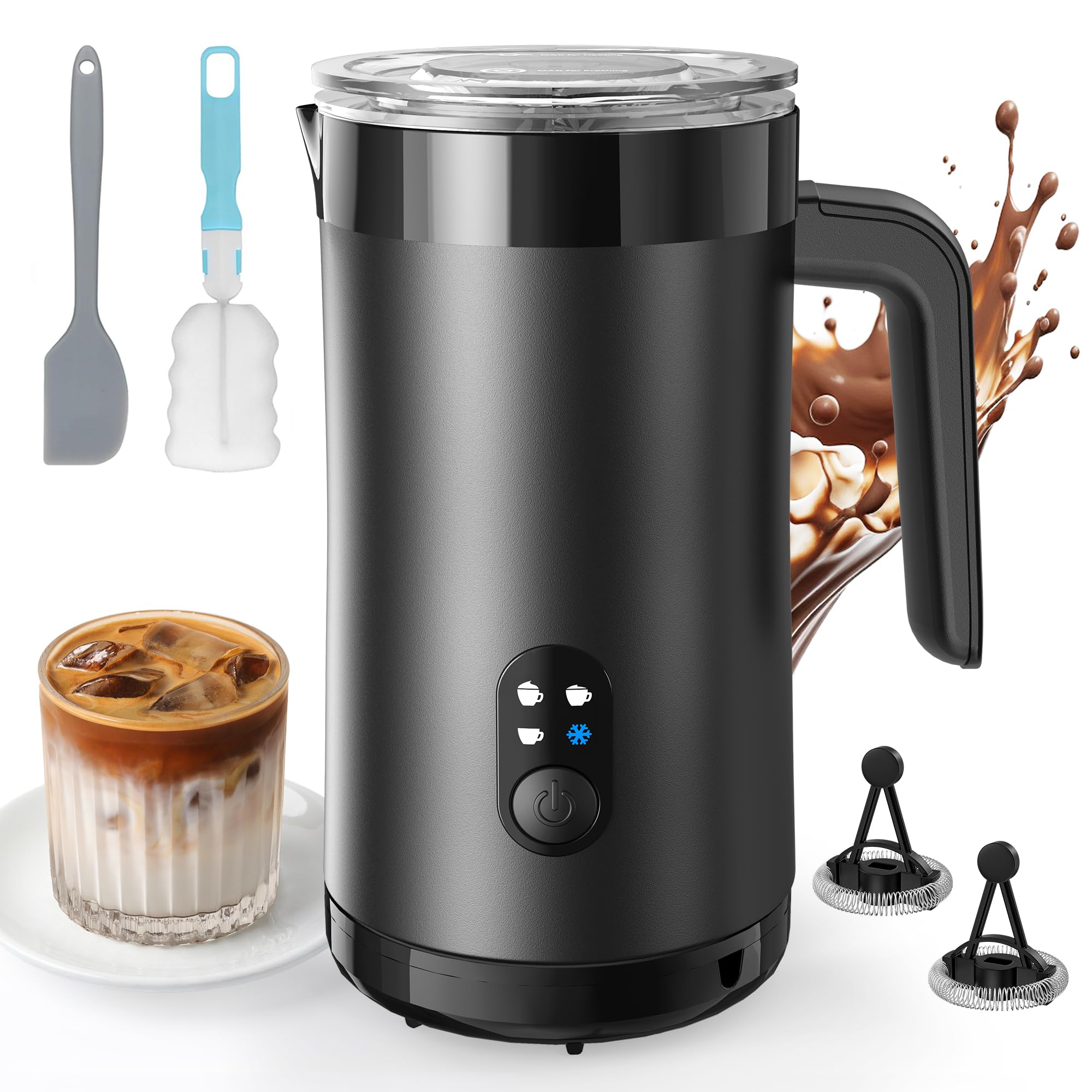 PARIS RHÔNE Milchaufschäumer Elektrisch 400ml, 4-in-1 Milchschäumer Kalt- & Heißschaum für Latte, Cappuccino & Macchiato, Edelstahl, Silent-Motor, Auto-Abschaltung