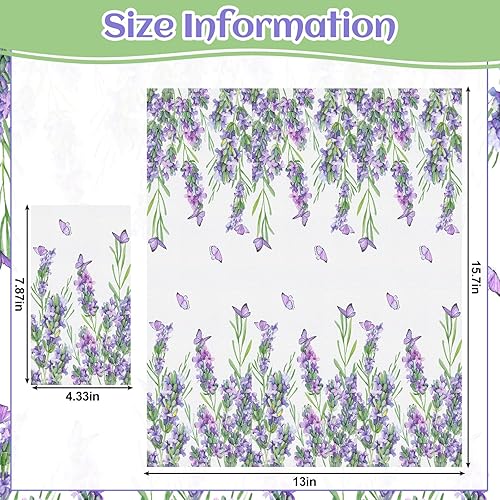 Miniatura 4 de Geyoga 200 servilletas de lavanda de 2 capas de flores de lavanda moradas desechables, toallas de mano decorativas para baño, servilletas de papel