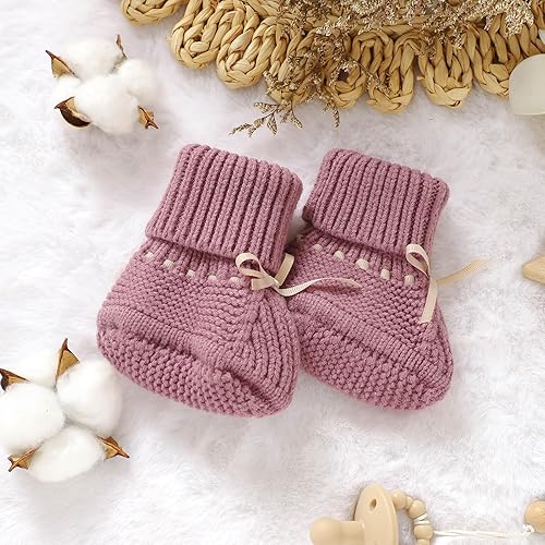 Miniatura 5 de mimixiong Botines para bebés recién nacidos, calcetines para tejer a mano, zapatos acogedores de ganchillo para niño y niña
