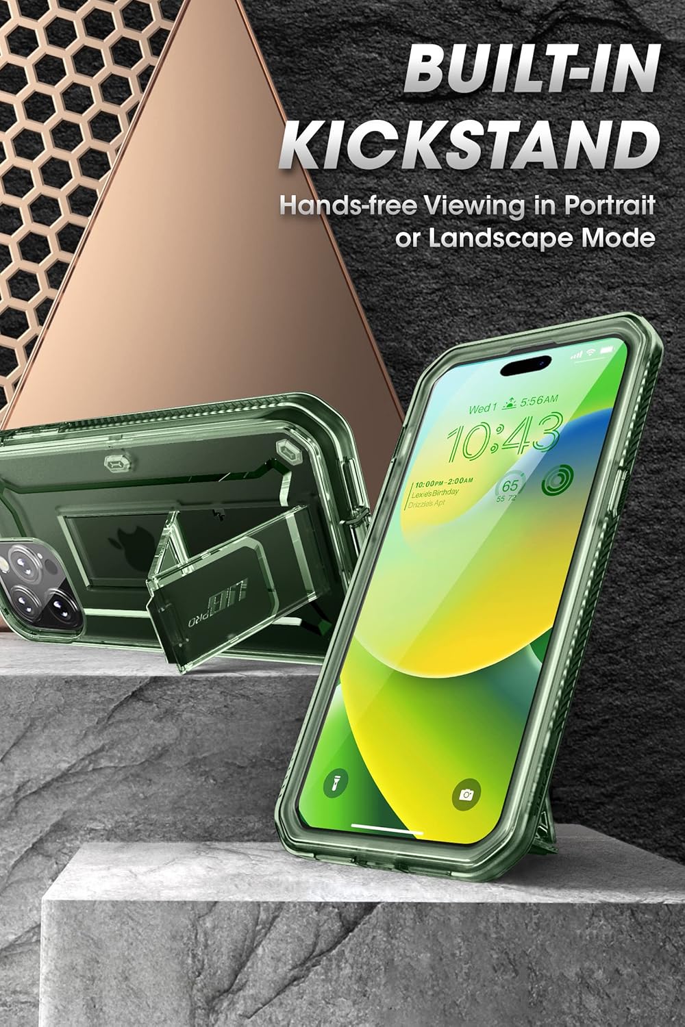 SUPCASE for iPhone 14 Pro Max Case with Screen Protector (Unicorn Beetle Pro), [Built-in Stand & Belt-Clip] Full-Body Heavy Duty Shockproof Protective Phone Case for iPhone 14 Pro Max, FrostGreen