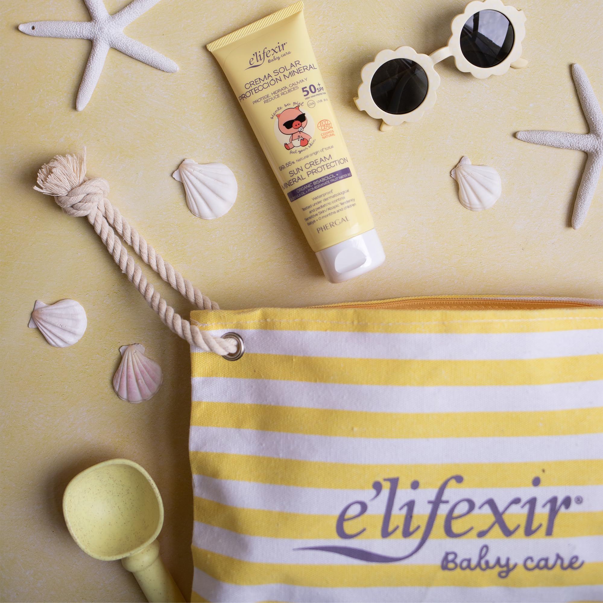 Elifexir Baby Care - Crema Solare Minerale Bambini e Neonati | Protettore Solare UVA/UVB/IR-A SPF 50+ | Filtri 100% Minerali | 99% Ingredienti Naturali | Resistente all'Acqua | Viso e Corpo | 100 ml