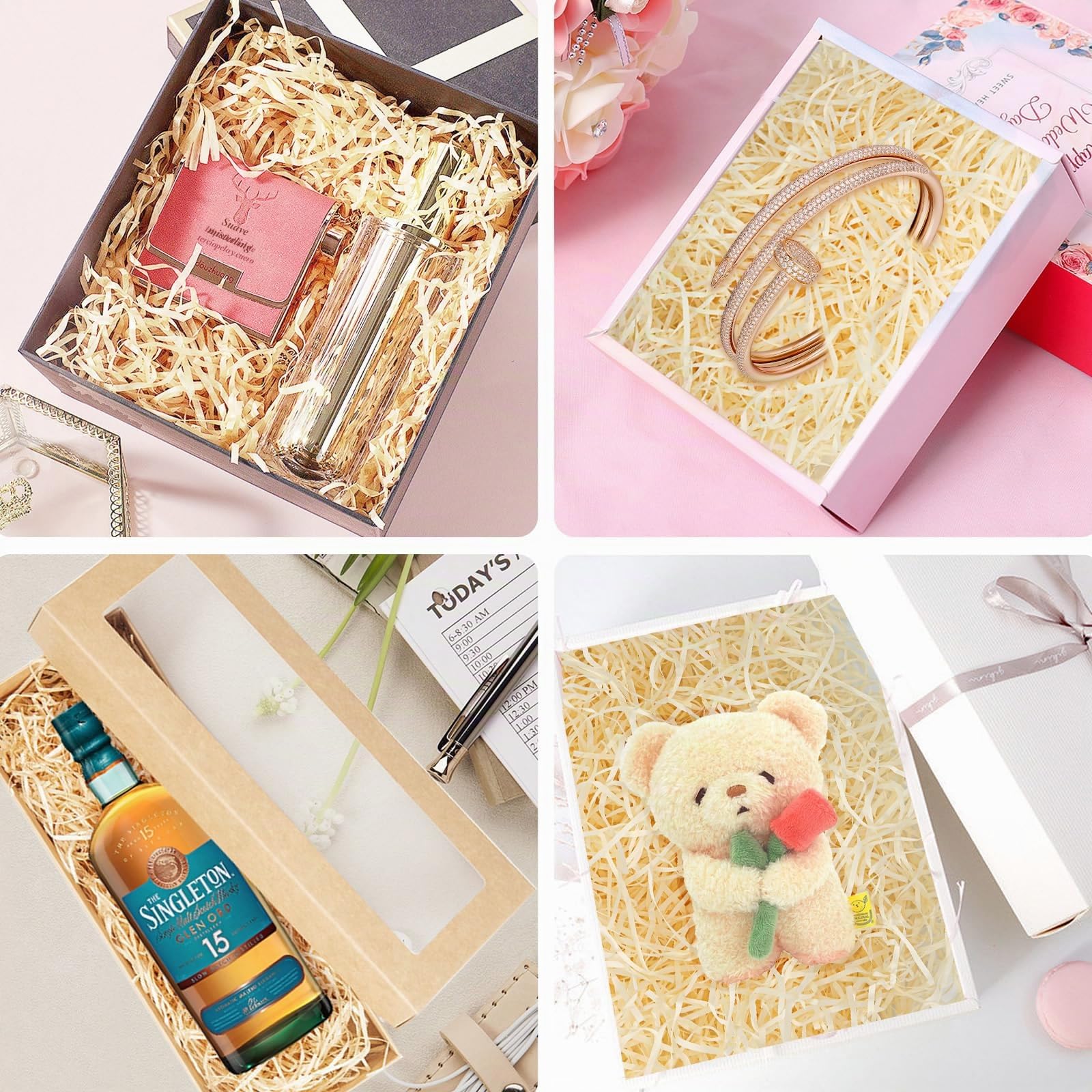 HXJDAM 150 g de material de relleno, papel triturado para cajas de regalo, decoración de festivales (champán)