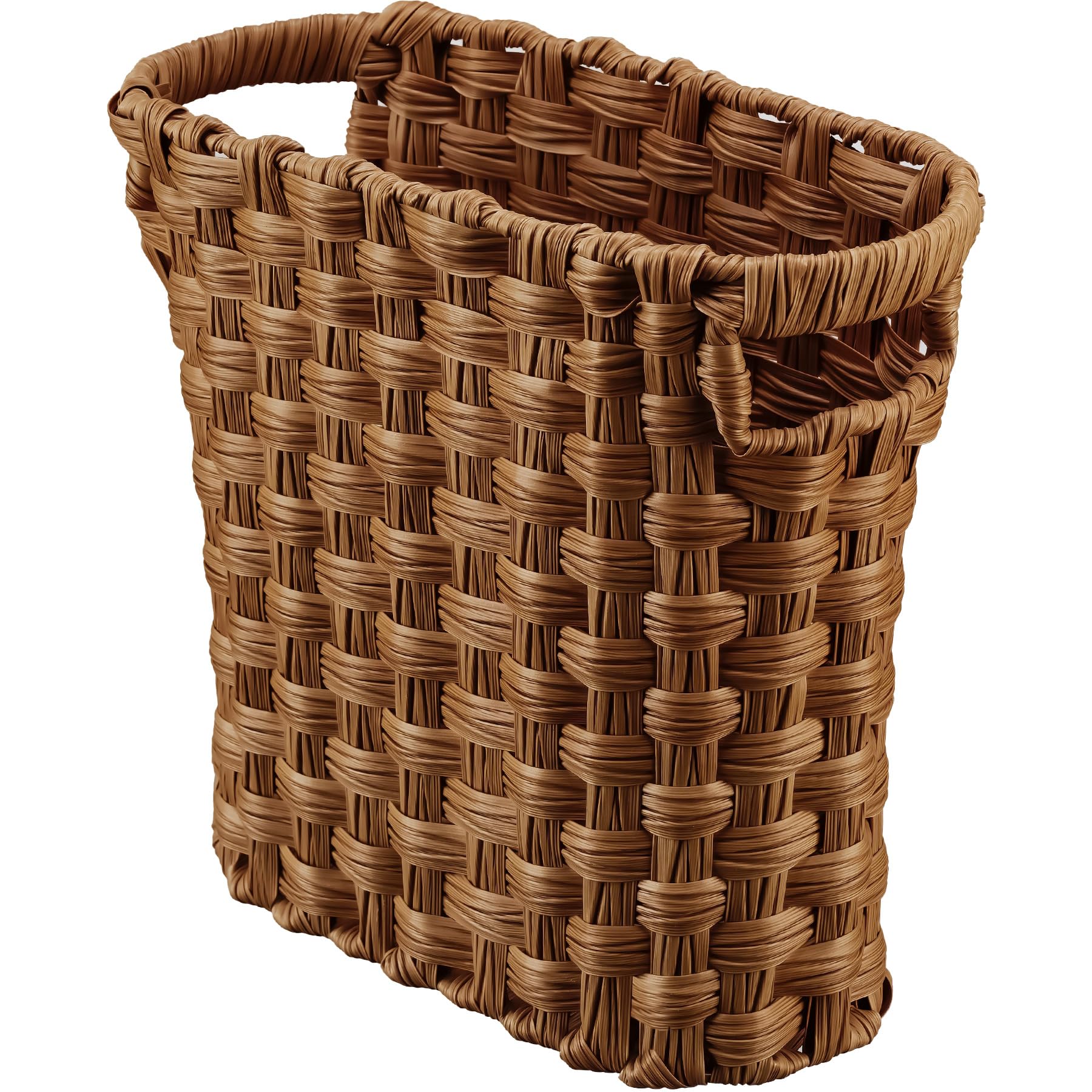 NiHome NiOffice Waste Paper Bin, Compact Wicker Trash Can with Built-in Handles, Durable Wicker Bin for Bedroom Home