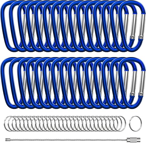 30 clips de mosquetón de aluminio, 2 pulgadas en forma de D, mosquetón con 30 ganchos para llavero