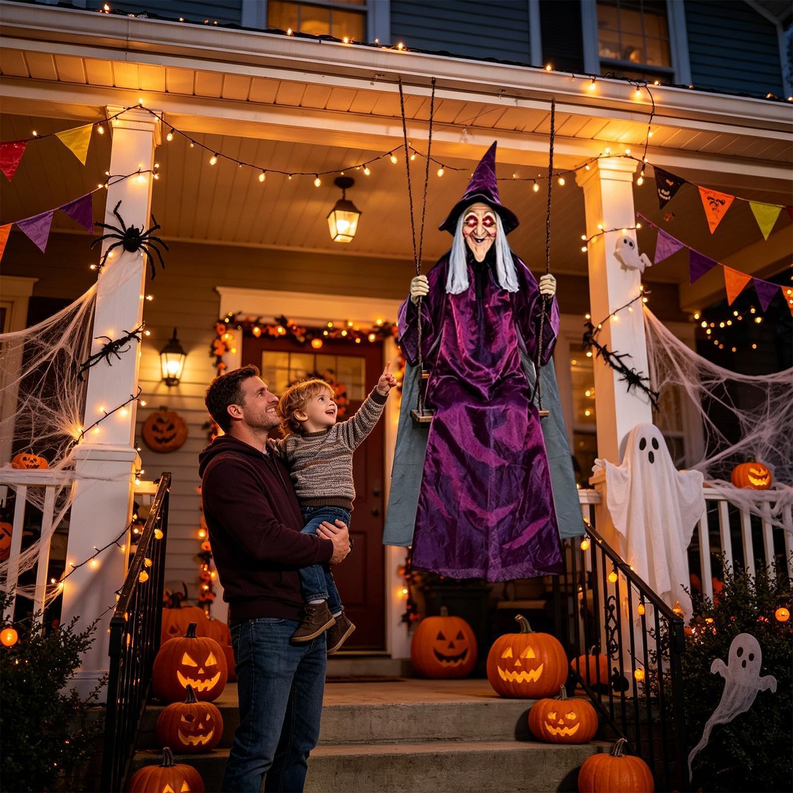 Schwingende Hexe Halloween Deko 1,8 Meter lebensgroße Requisiten für das