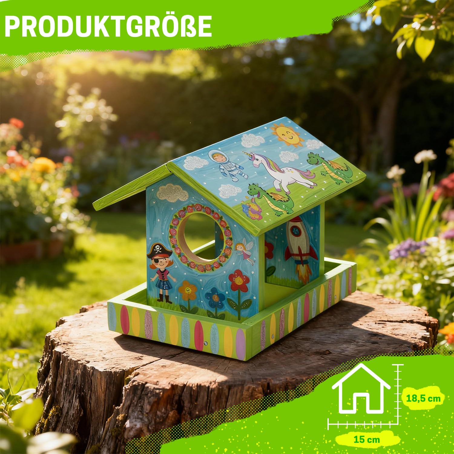 ITA DIY Futterhaus für Vögel zum Zusammenbauen und Bemalen BirdieBuffet - Vogelhaus Komplett Bausatz mit Hammer, Nägeln, Farben zum Bauen und Malen für Kinder - Bastelset für Jungen & Mädchen