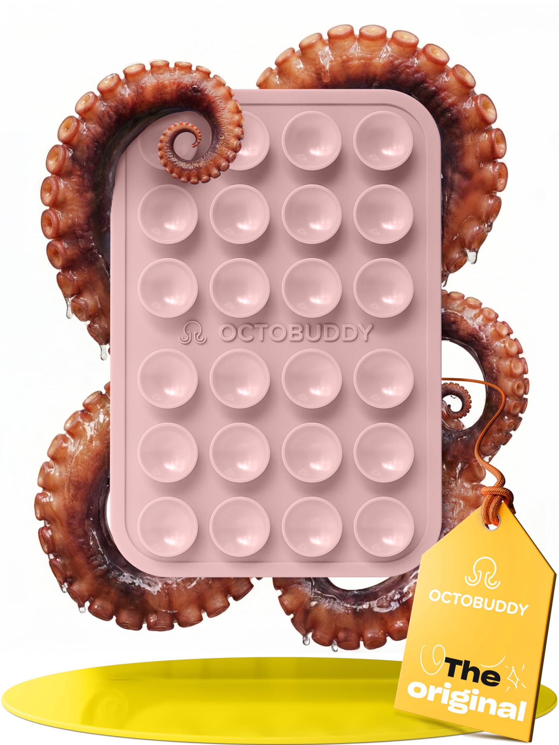 OCTOBUDDY || || Silicone Suction Phone Case Adhesive Mount || (iPhone and Android Cellphone case Compatible, Hands-Free Mobile Accessory Holder for Selfies and Videos) Fidget Toy (Chalk Pink)