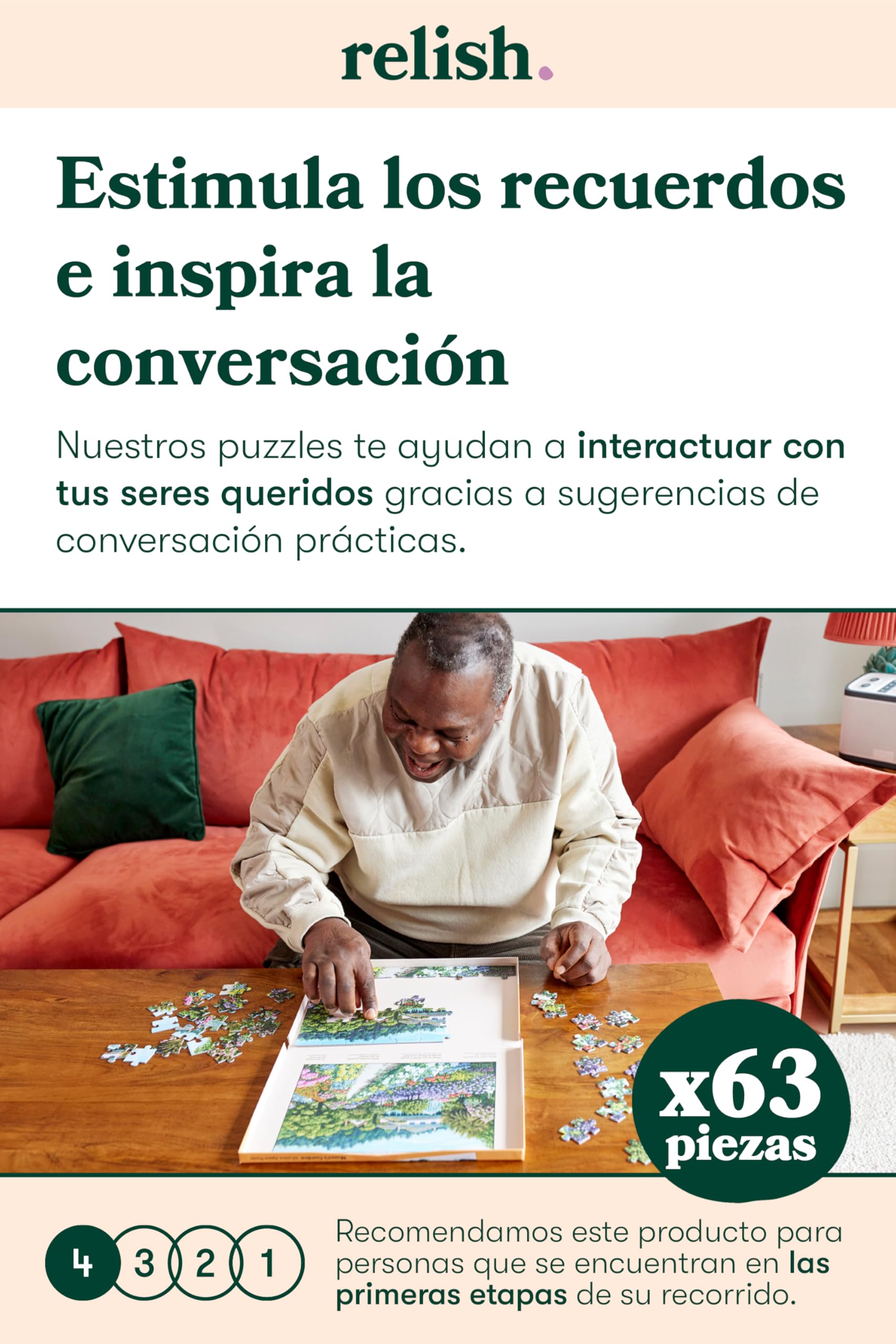 Relish ‘Bruno Island’ Puzle de 63 Piezas diseñado para Personas ancianas con Demencia/Alzheimer’s