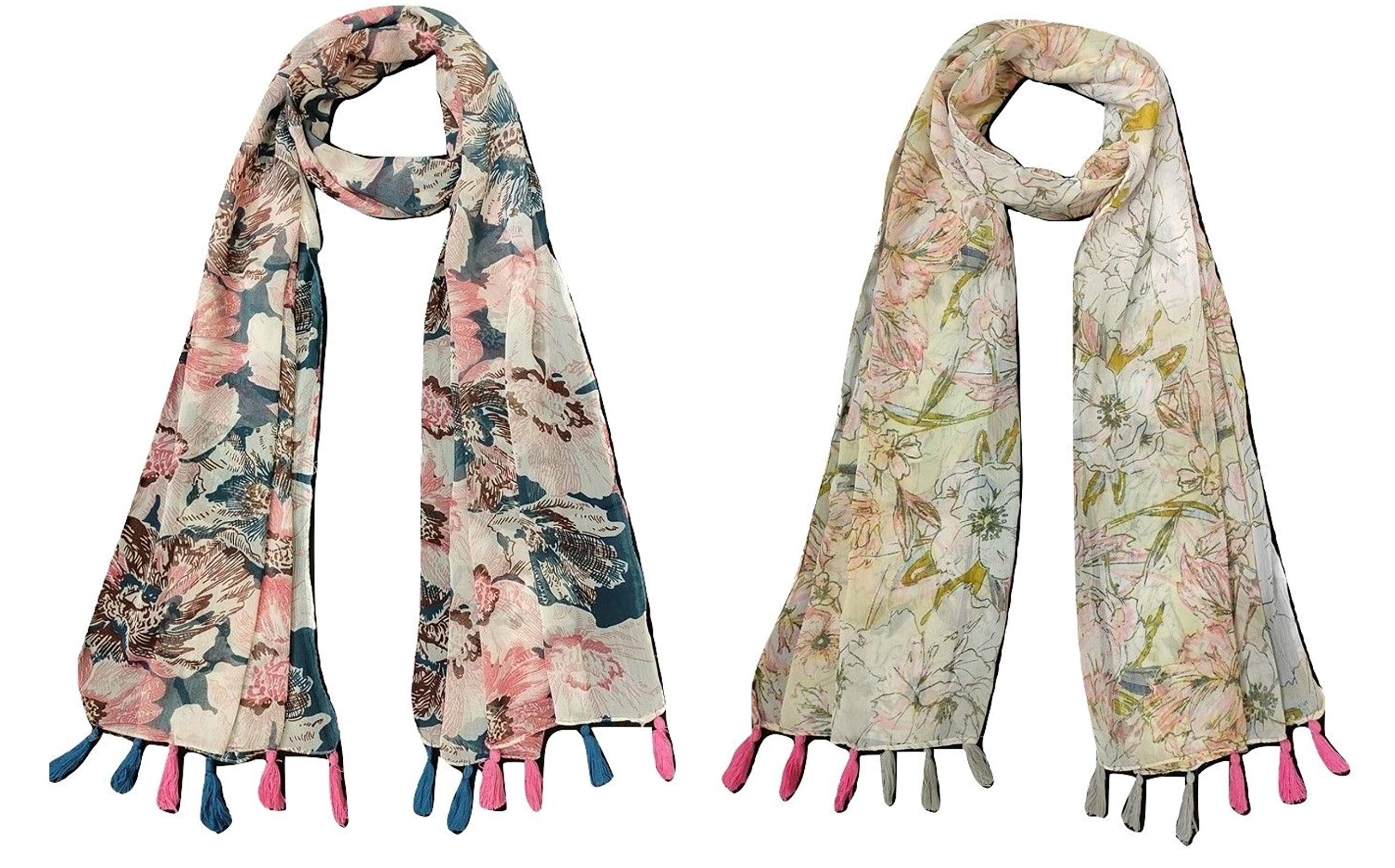 Women's Printed designer Chiffon stoles Multicoloured Pack of 2 (S074)-image-14