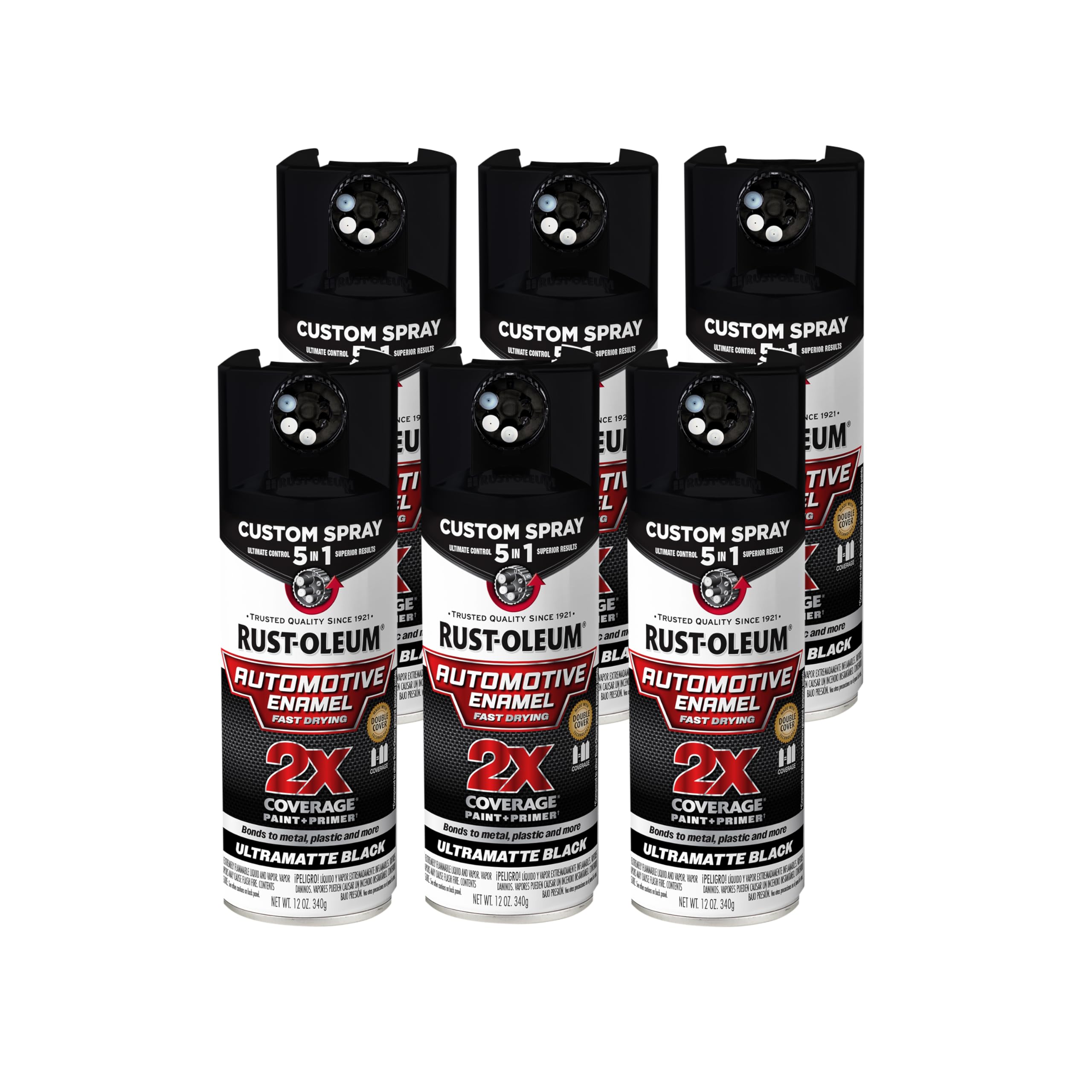 Rust-Oleum 2X Automotive Enamel 5-in-1 Spray Paint, Ultra Matte Black