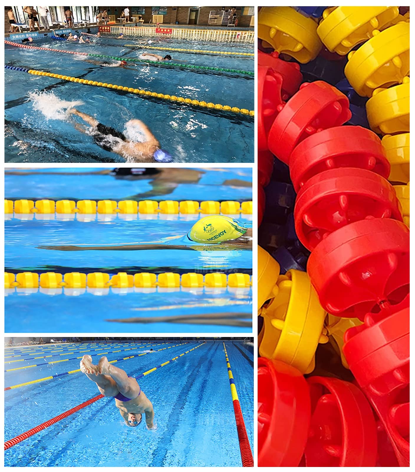 Schwimmleine zur Schwimmbecken-Sicherheit, Trennseil, Pool-Sicherheitsseil mit Schwimmern, Kratzfeste Pool-Bahn-Trennleine für Tiefe, Flache Bereiche, UV-beständiges Set mit schwimmenden Boj