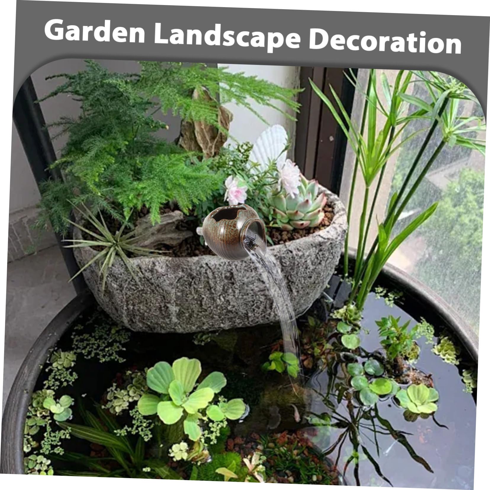 Zimmerbrunnen aus Keramik mit Einzigartigem Glasur Design Kleiner Teichbrunnen für Garten Fischfreundlich für Kleine Räume Wie Regale