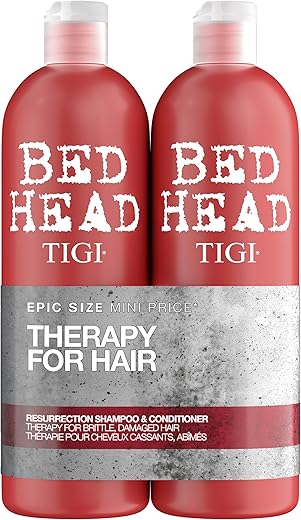 Bed Head by TIGI Resurrection Shampoo & Conditioner Set - Deep Moisture Repair for Dry, Damaged Hair, Moisturising Salon Formula for Bond Care Treatment, with Colour Protect for Strength & Shine