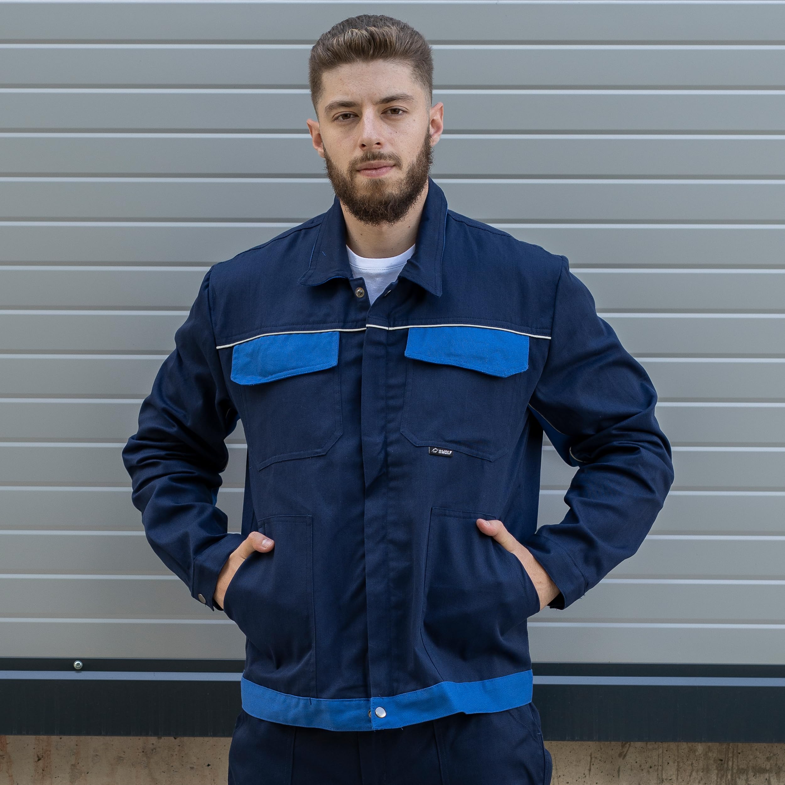 BWOLF ARES 100% Algodón Chaqueta de trabajo hombre - Chaquetas de Trabajo de Algodón para Hombre