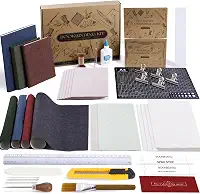 145 kits de encadernação de livros para iniciantes a fazer livros, materiais de encadernação com furador de papel A5, ferramentas completas de encadernação com instruções e tutoriais em vídeo para