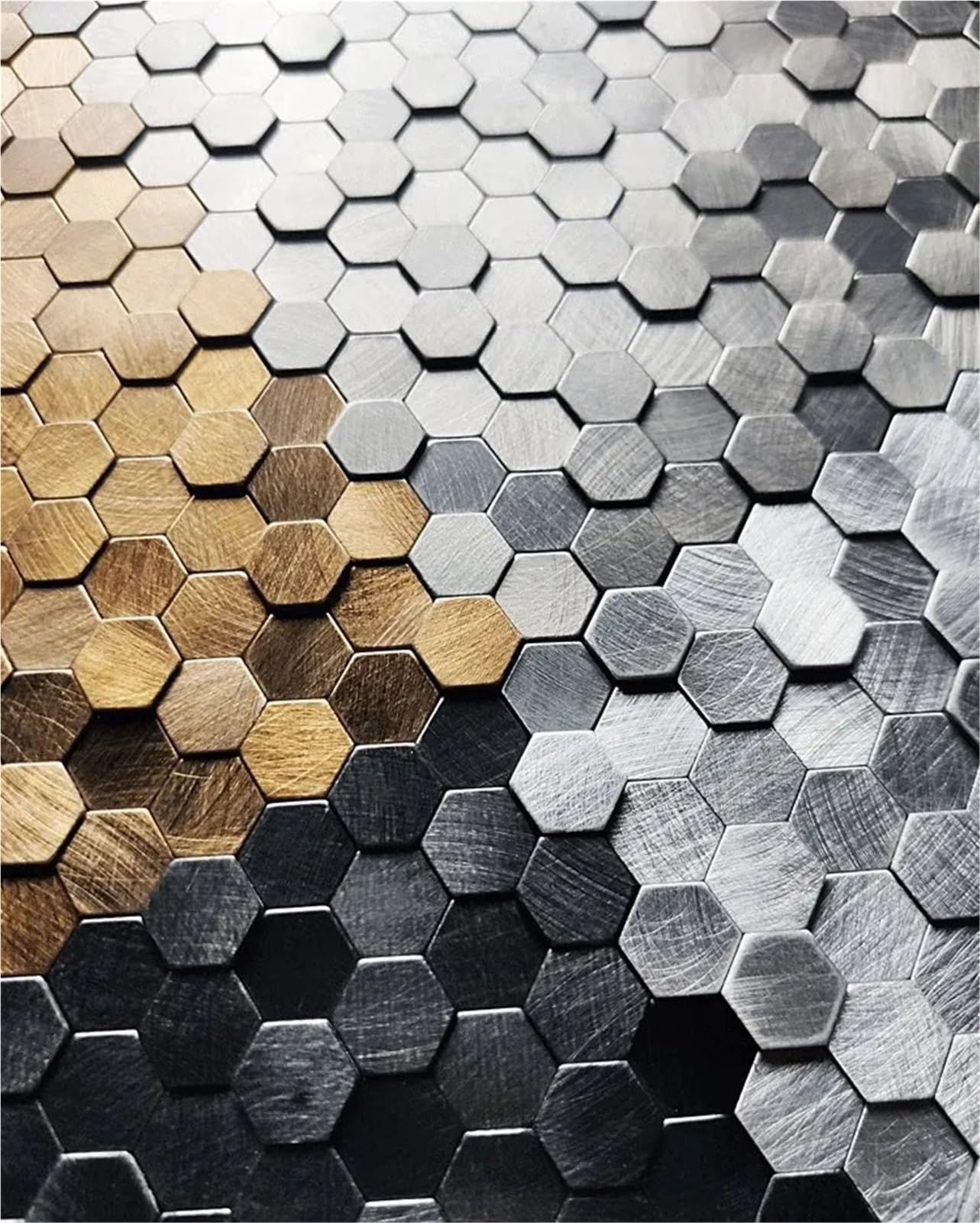 Metal 3D Mosaic Peel and Stick Wall Sticker