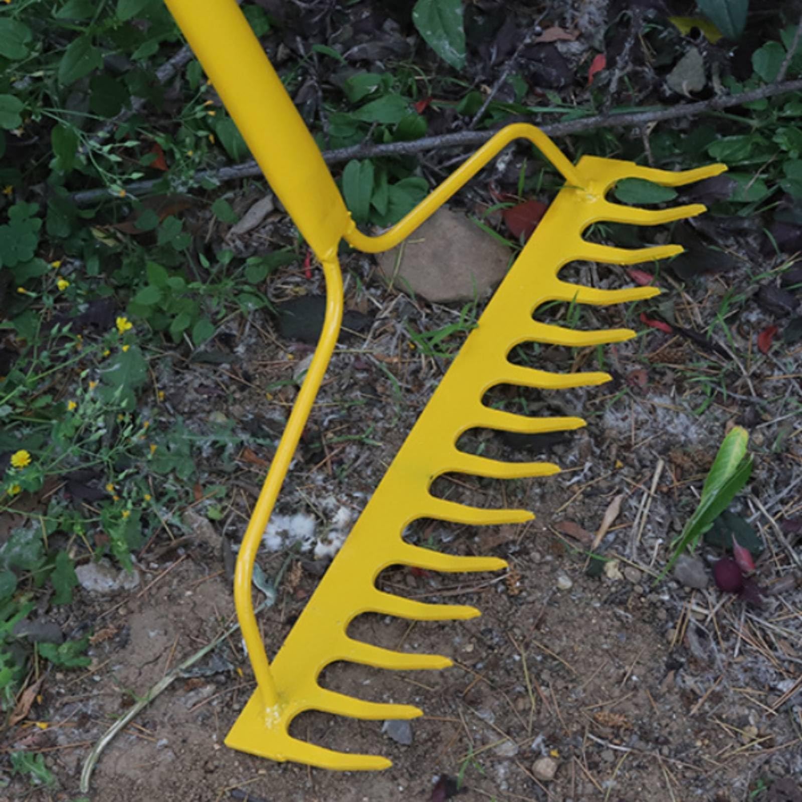 perfeclan Rastrillo Agrícola Rastrillo de Jardín Rastrillo Metálico Escoba de Hojas con Cuerpo de Tubo de Acero y Acabado Pintado 14 Dientes para Cobertura