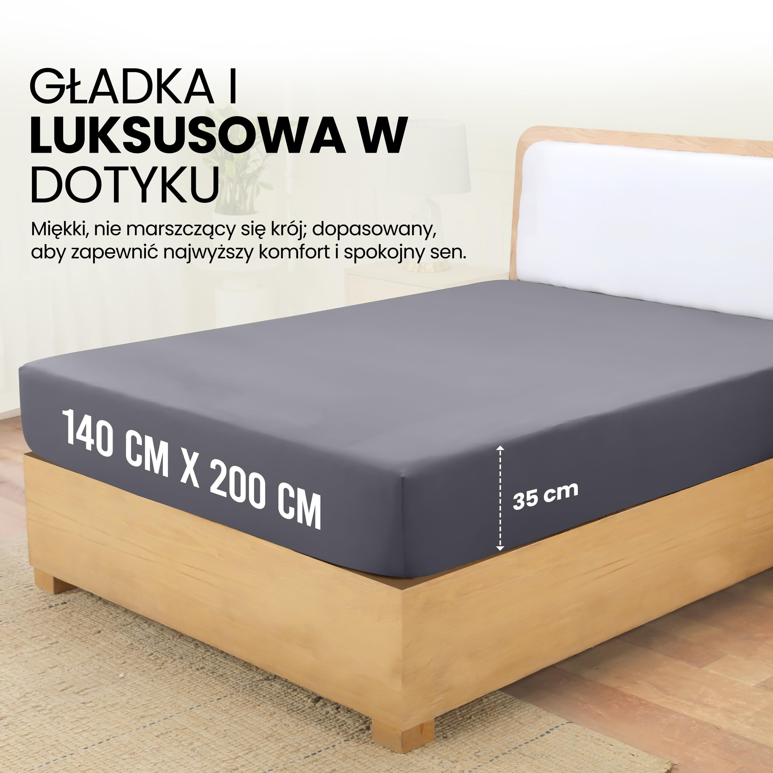 Utopia Bedding Arkusz z rogami Jeden i pół francuski kwadrat - 140x200cm - Szary - Arkusz pod z elastycznymi rogami
