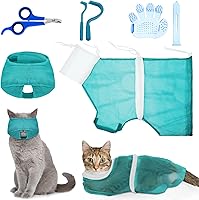Vista 10 de Patelai Juego de 5 piezas de bolsa de baño para gatos, bolsa de aseo para gatos ajustable, red de ducha para mascotas, museruelas, cortauñas