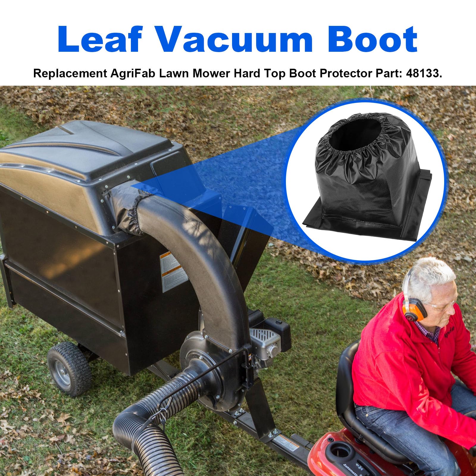 Leaf Vac Parts 48133 Boot AgriFab - Piezas de aspiradora de césped para cortacésped Agri Fab, bota de aspiradora de techo duro, piezas de barredora de césped Agri Fab