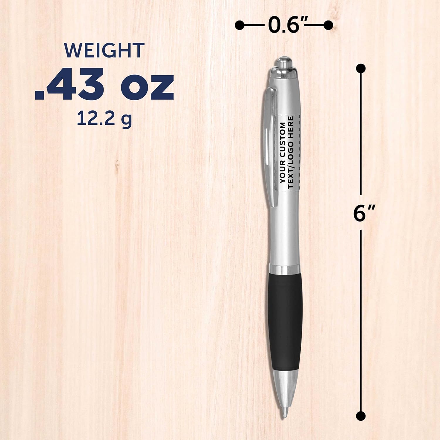 Personalized Ballpoint Pens with Rubber Grip and Click Button, Pack of 100 by DISCOUNT PROMOS - Ergonomic Design, Ideal for Bulk Office Supplies & Trade Shows – Black