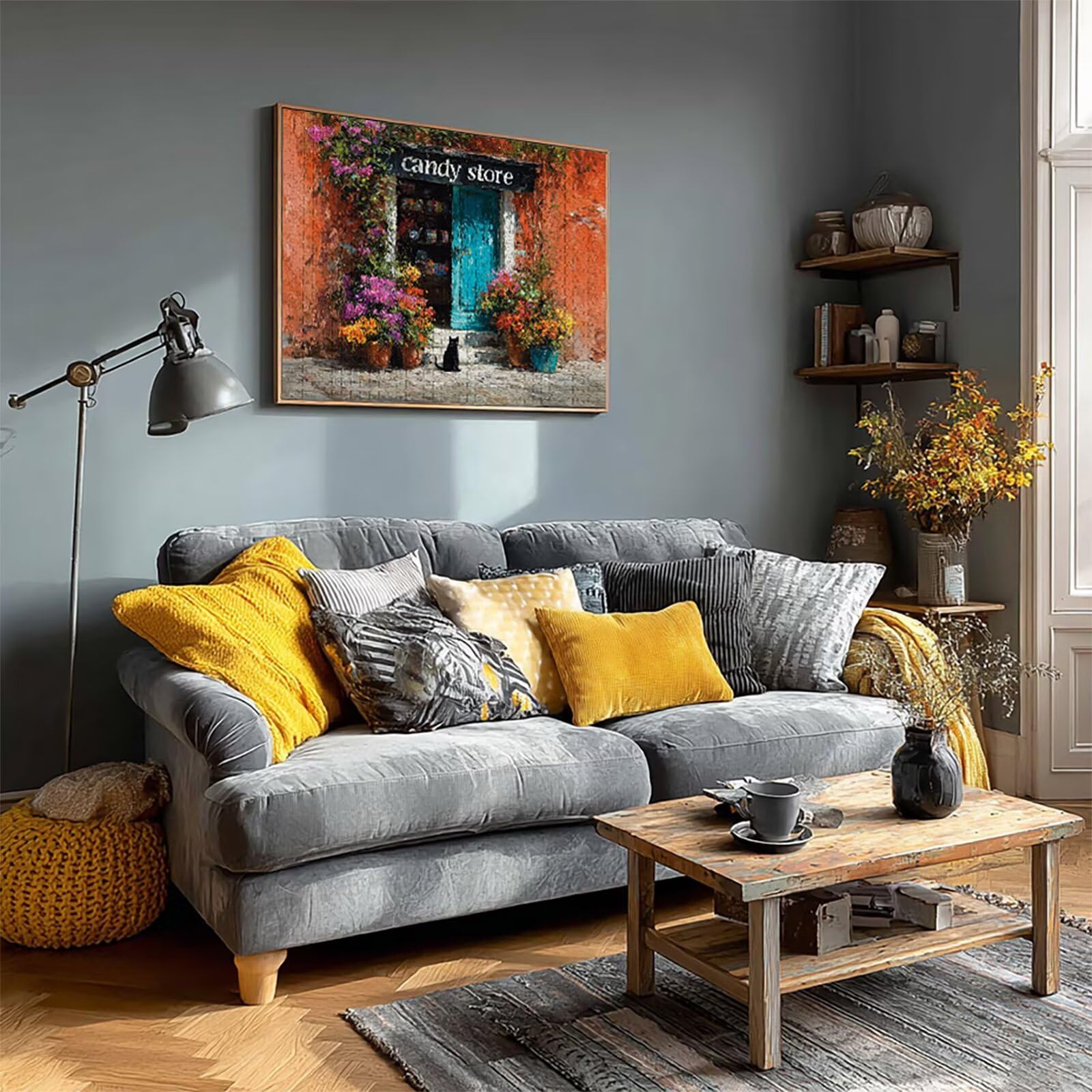 Chat Puzzle 3000 pièces Adultes, Puzzle Bois 122x81cm, Adultes Jeu éducatif Défi énigme avec Une Boîte d'emballage Exquise, Jeu Relaxant Détente Collection, été Decoration, (Vue De La Rue) P-3853