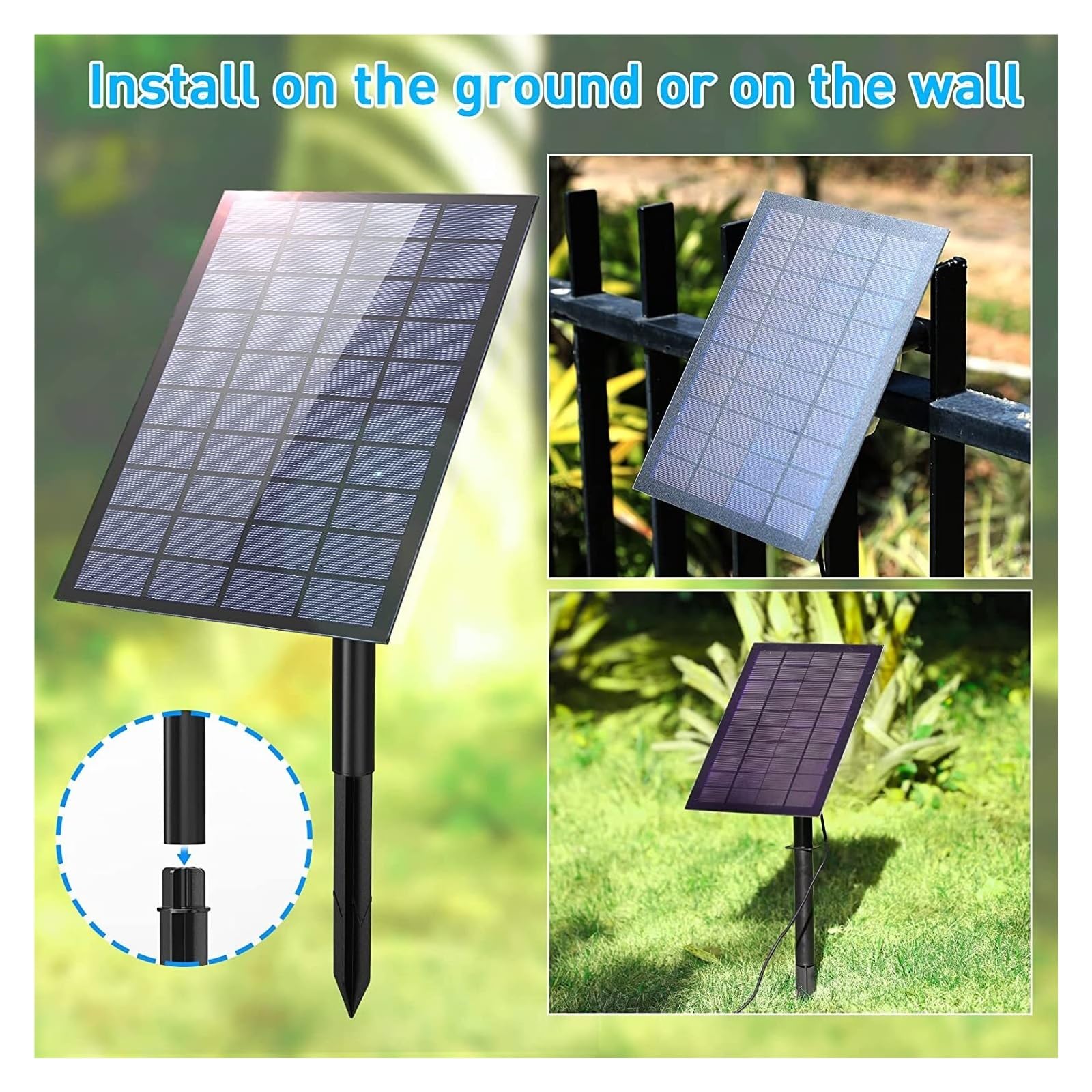 Fontana Solare da Giardino Esterno, Pompa fontana solare 3.5W Fontana pannello solare fai-da-te con pompa tubo acqua 4.9FT for vasca da bagno for uccelli Decorazione da giardino Animali domestici che