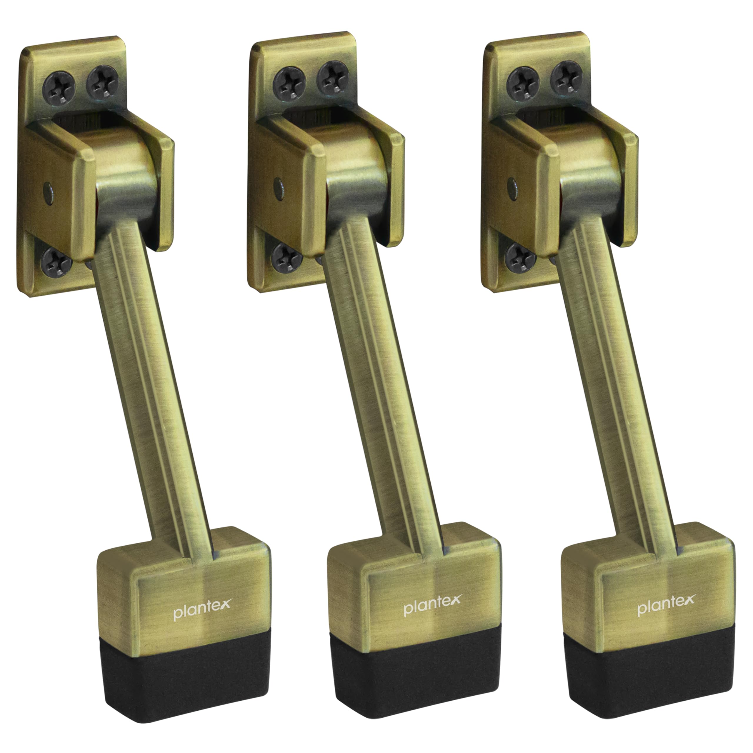 Plantex Stopper for Door/5 Inch Door Stopper for Wooden Doors/Stops for Doors/Door Mounted Stopper (Pack of 3, Brass Antique)