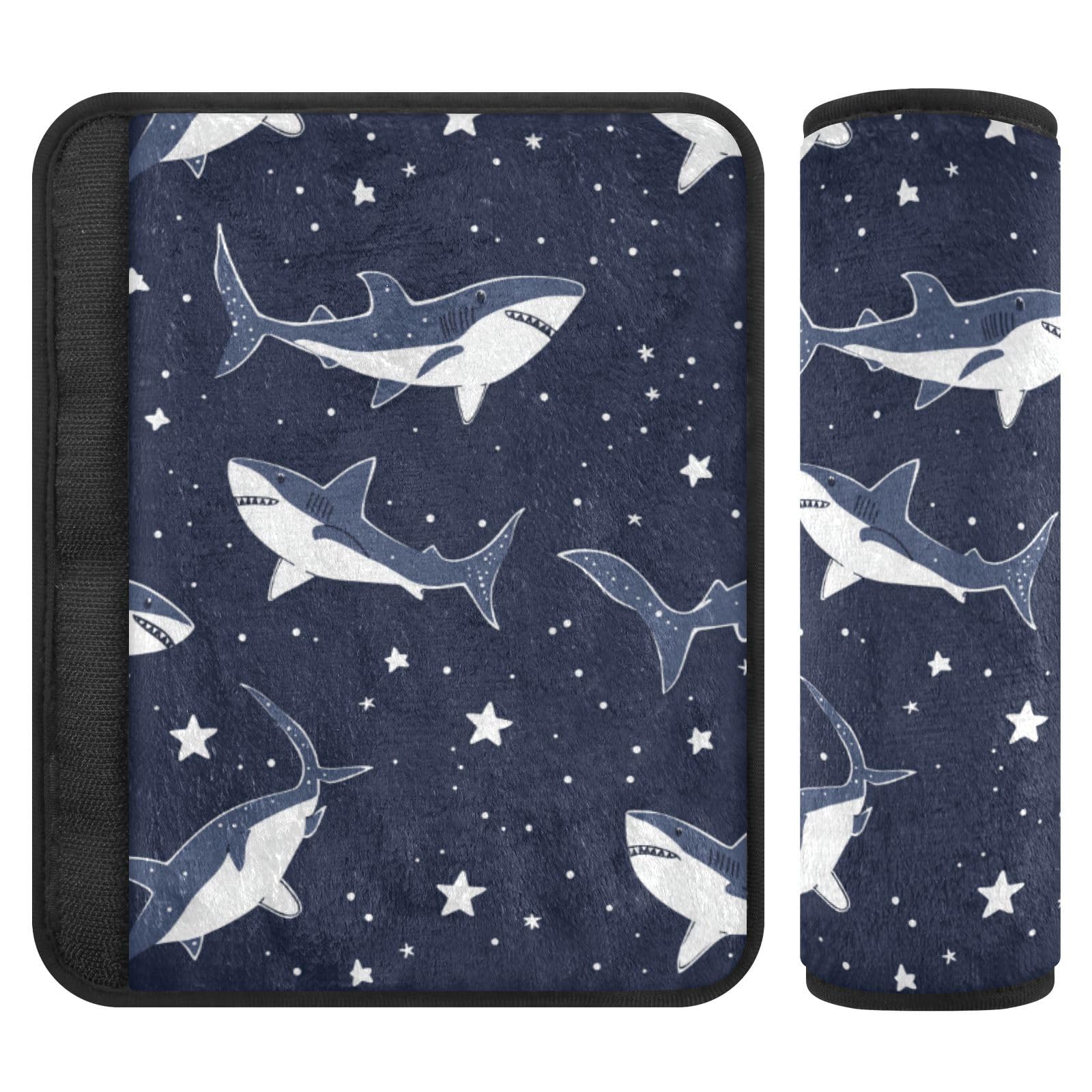 Seat Belt Covers 2 Pack Cute Sharks Car Seat Strap Covers Super Soft Stars Car Seat Neck Cover for Boys Girls Adults Babies M