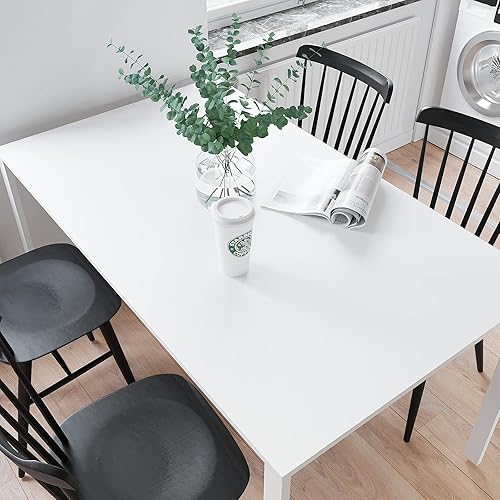 Miniatura 4 de VEELIKE Papel tapiz blanco grueso para despegar y pegar, papel adhesivo blanco para paredes de dormitorio, armarios de cocina, encimeras,