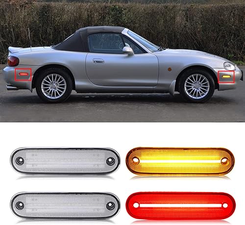 Kit de luces LED de posición laterales compatibles con Miata MX-5 MX5 1990-2005, lente ahumada, luz de estacionamiento para guardabarros laterales