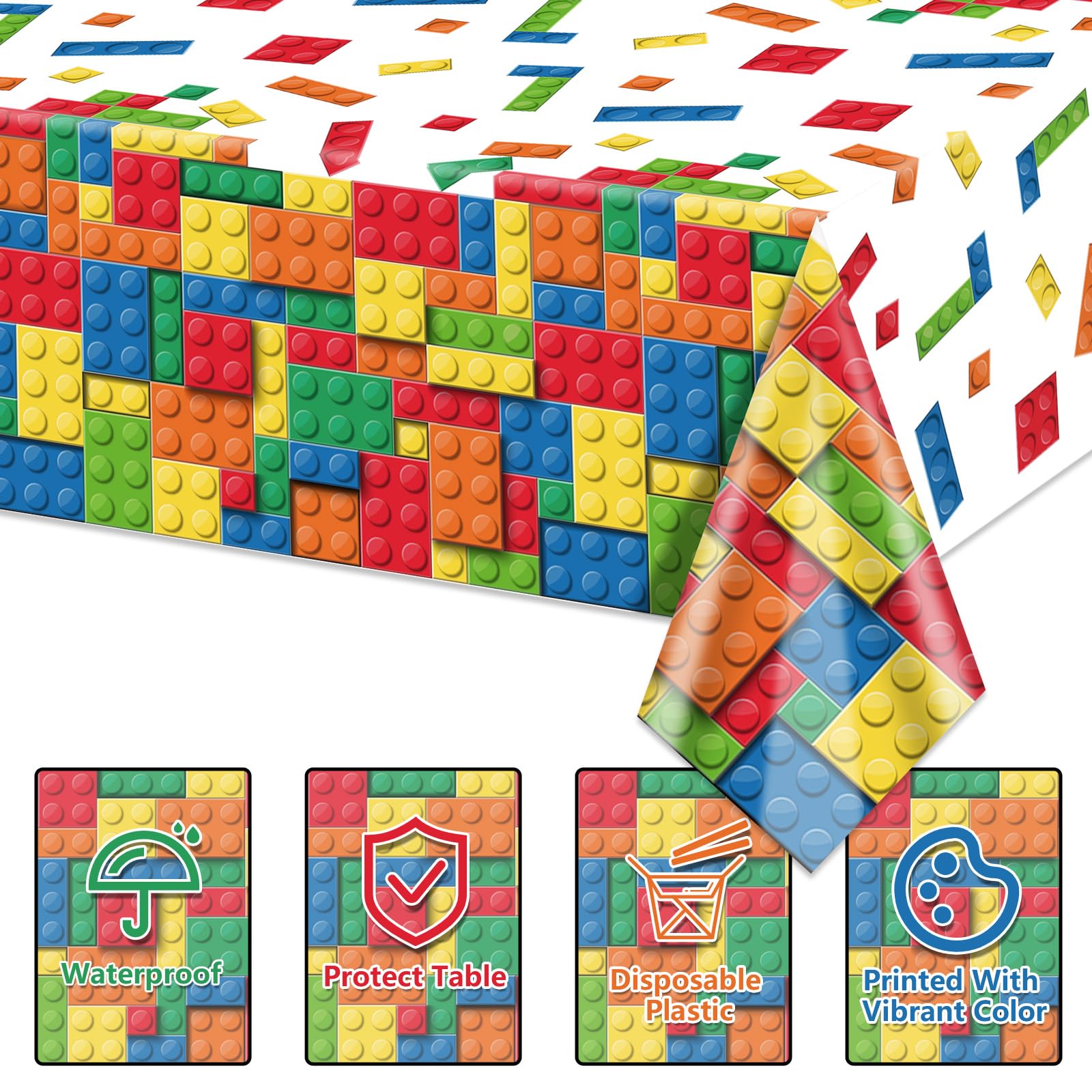 PTECDROTS 4Pcs Building Block Tablecloths - Image 3