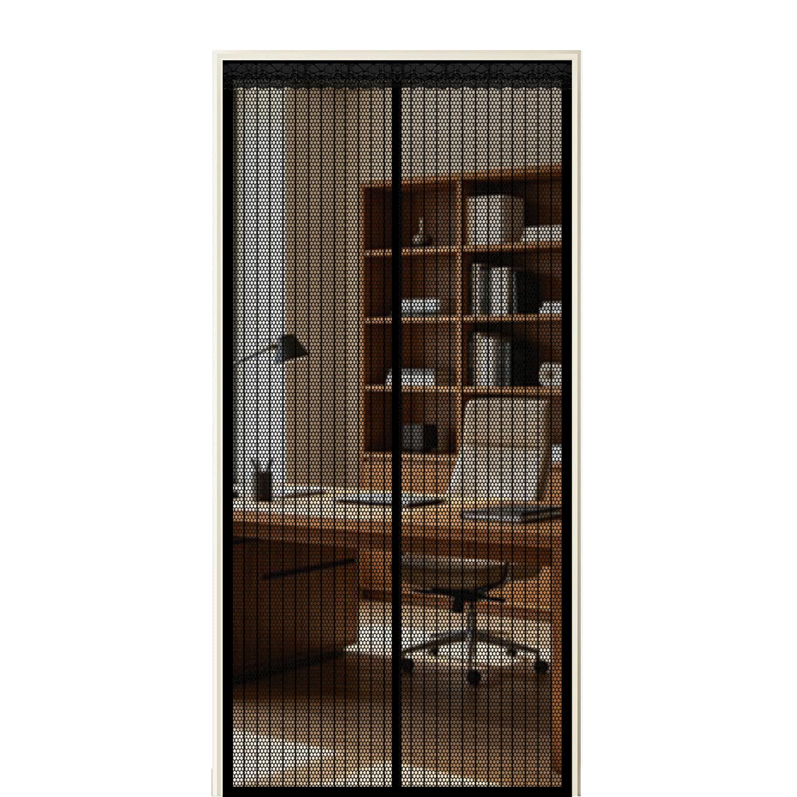 Xuehmin Black Screen Door 265 X 180 Cm Self Sealing Powerful Magnets Patio Door Nets With Magnets With Powerful & Full Frame Magic Tape Suitable For Patio Doors Balcony Bedroom,