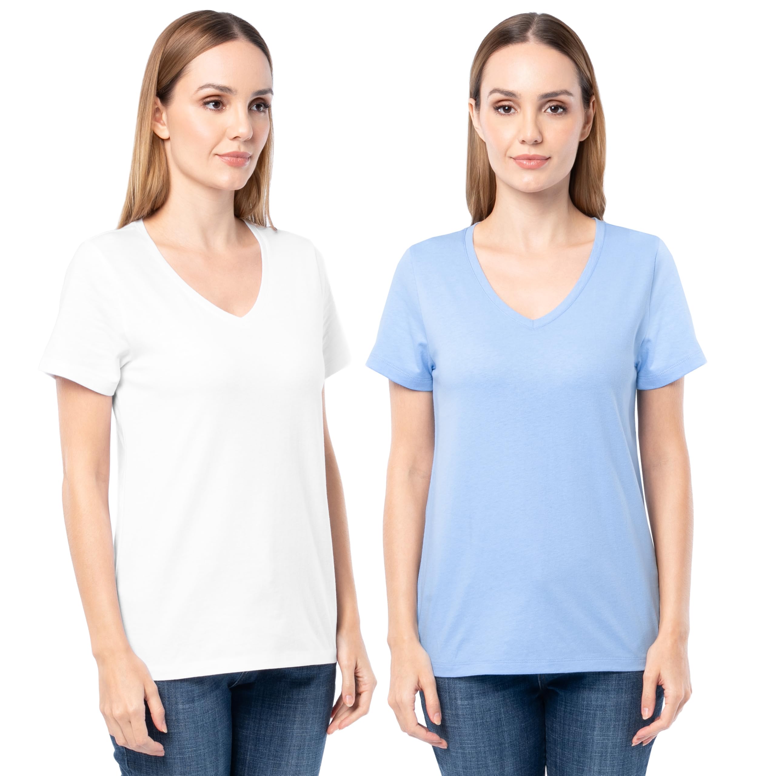 Women's Short Sleeve V-Neck T-Shirt, 2 Pack
