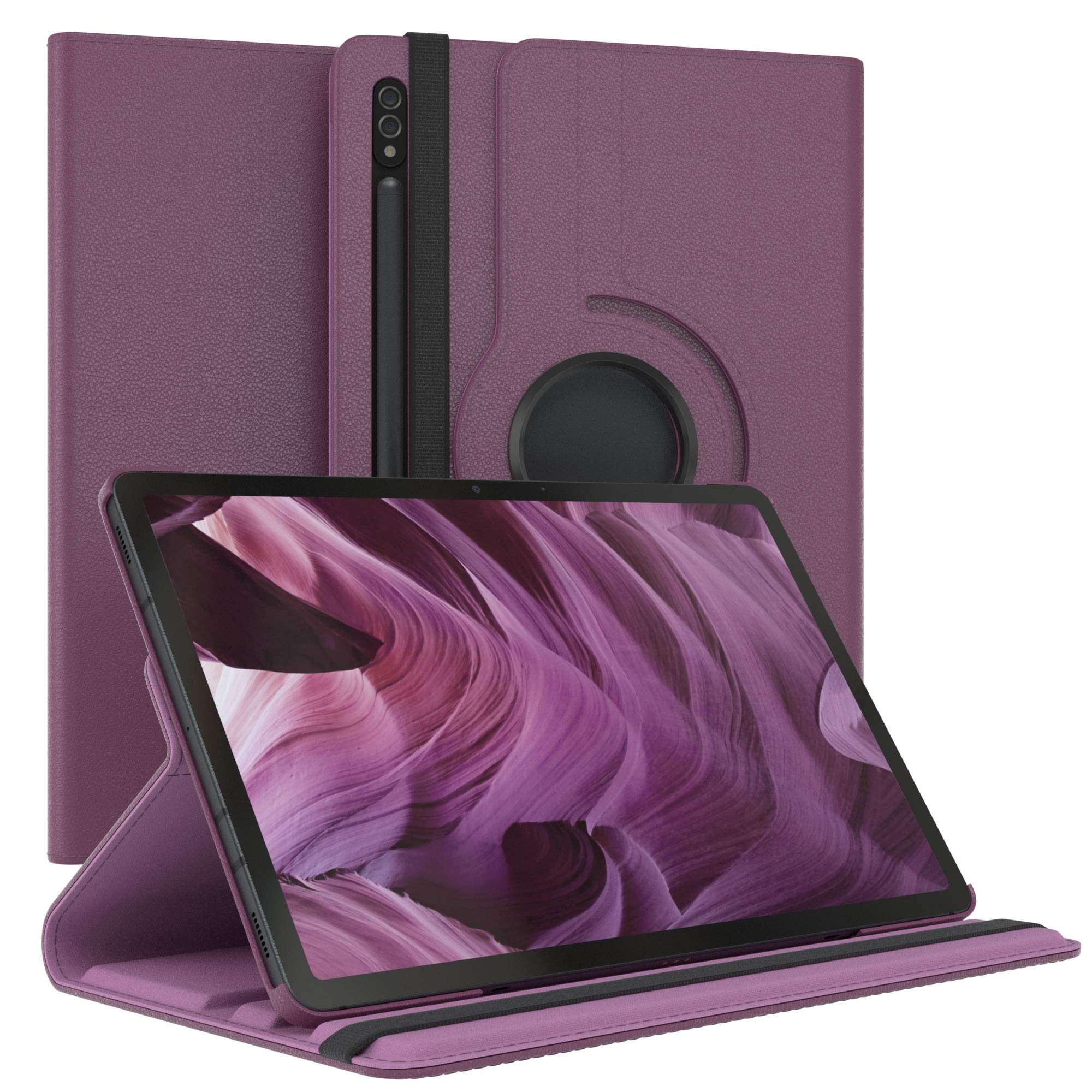 EAZY CASE - Tablet Hülle für Samsung Galaxy Tab S7 / Tab S8 Schutzhülle 11 Zoll Smart Cover Tablet Case Rotationcase zum Aufstellen Klapphülle 360° drehbar mit Standfunktion Tasche Kunstleder Lila