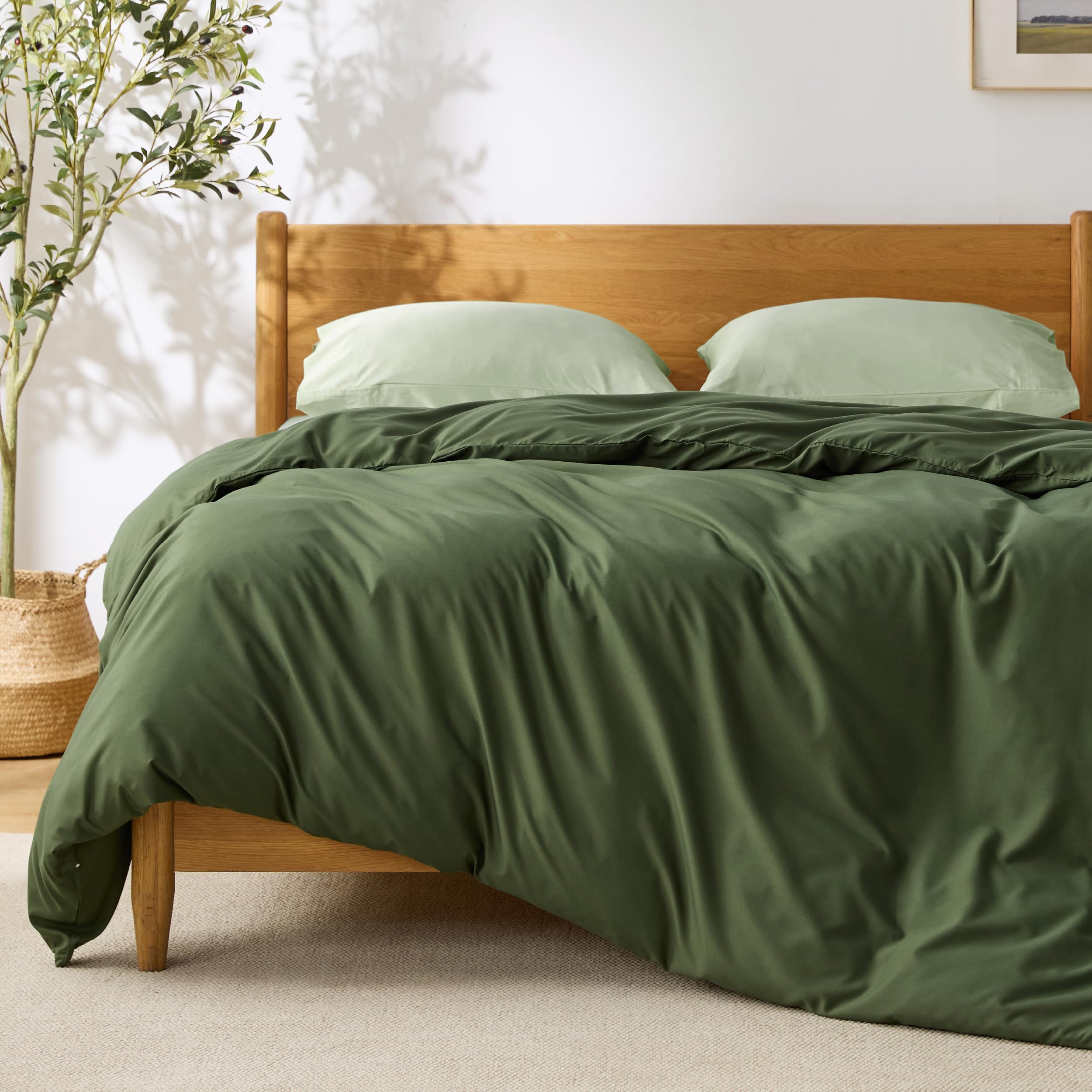 Bedsure Duvet Cover King Size, 1Pc Soft Double Brushed Bedding, Olive Green