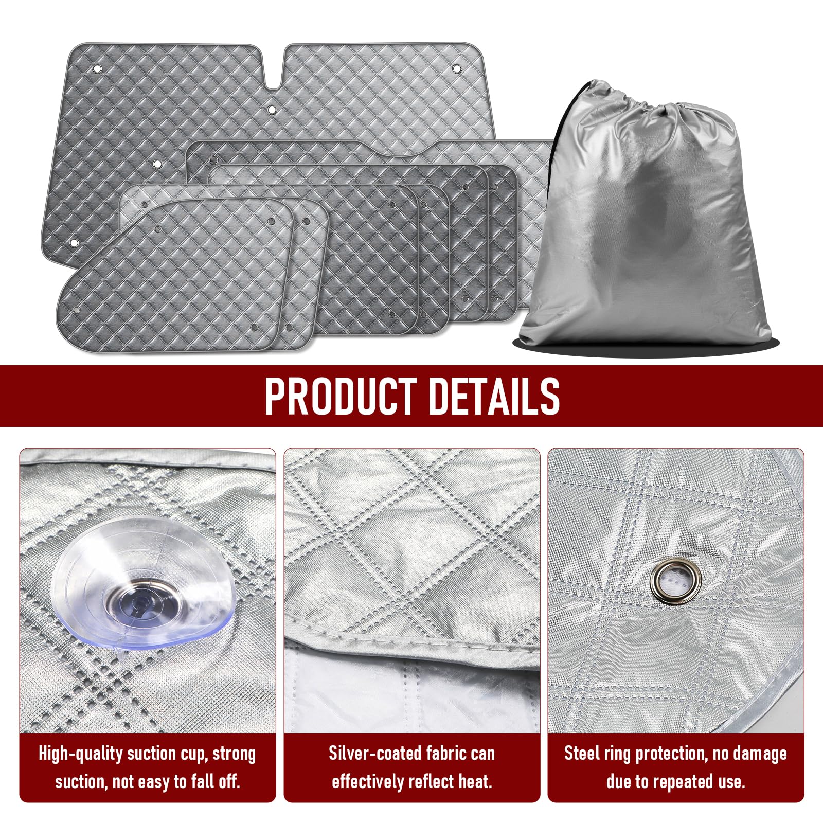 MaxAwe Juego de 8 persianas térmicas internas, compatible con VW T5/T6 SWB, kit de cubierta de aislamiento de invierno para autocaravanas y autocaravanas