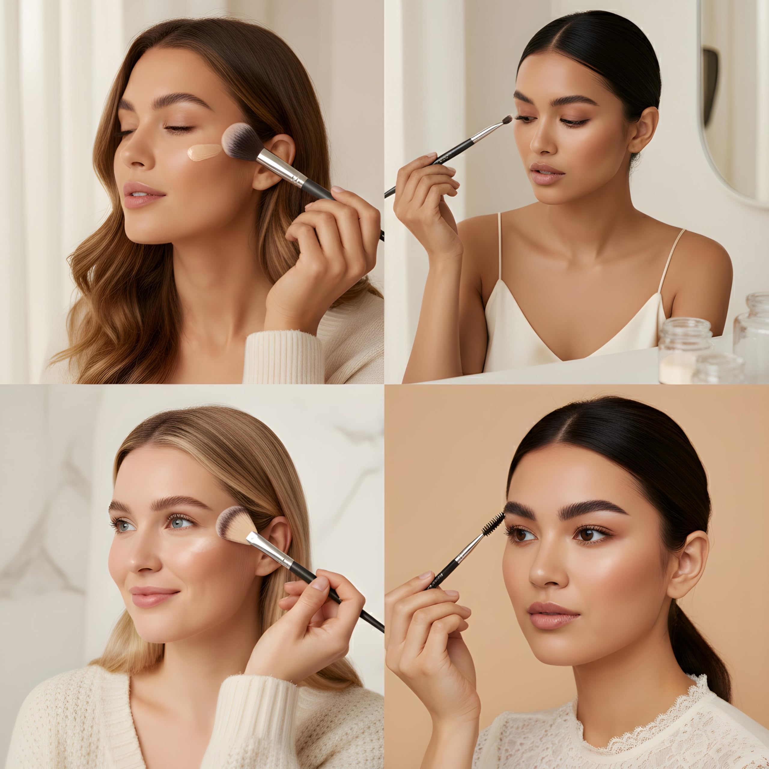 LONDON PRIME HD Premium Brush Set (7 pezzi) | Set di pennelli da trucco professionale e adatto ai principianti | Kit di pennelli da trucco morbidi per occhi, uso quotidiano e da viaggio, set completo