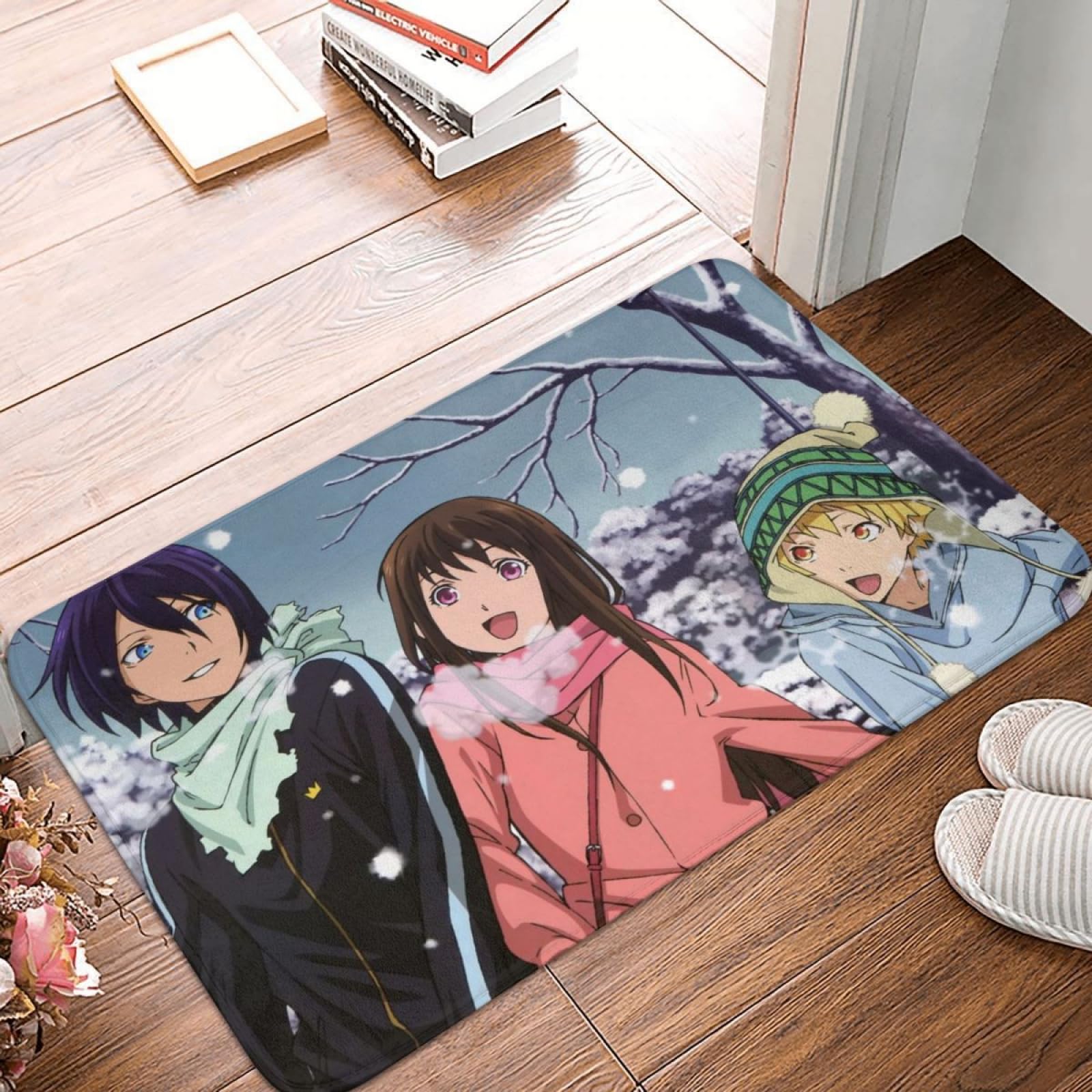 Tapis de salon et paillasson d'entrée antidérapant motif Snow Day Noragami pour la maison