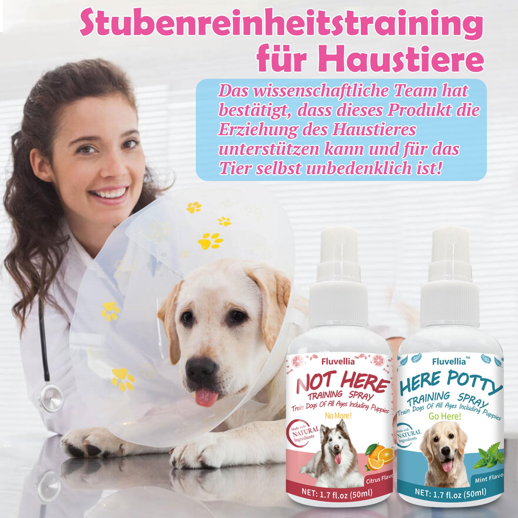Lot de 2 sprays d'entraînement pour chien Not Here et Here Potty - Ingrédients naturels - 2 flacons pulvérisateurs de 50 ml - Pour chiots et chiens adultes - Arôme d'agrumes et de menthe