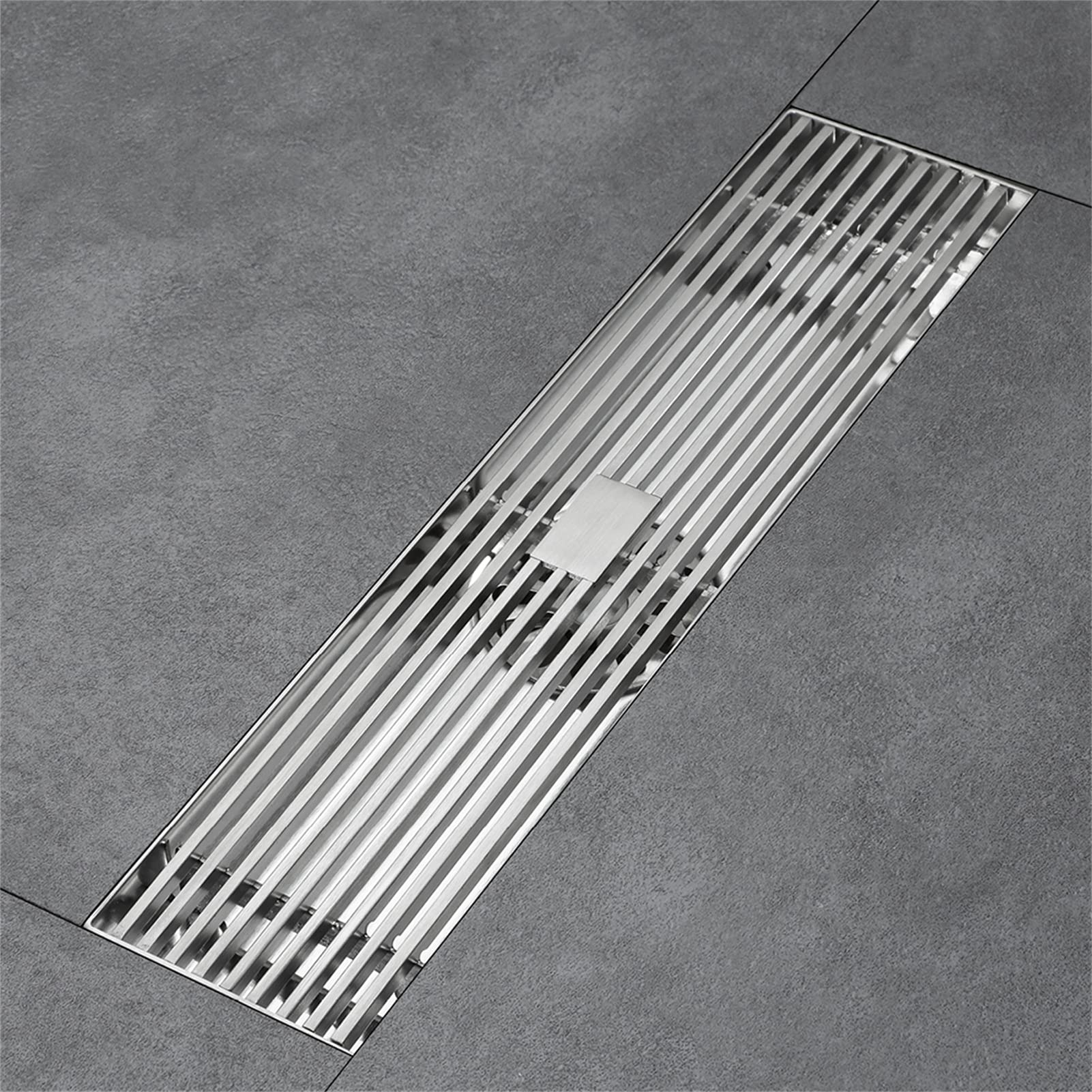 Scarico doccia lineare 30 cm, Scarico doccia con griglia rimovibile, Filtro per capelli, Scarico doccia rettangolare in acciaio inossidabile, Scarico a pavimento per bagno,Brushed nickel