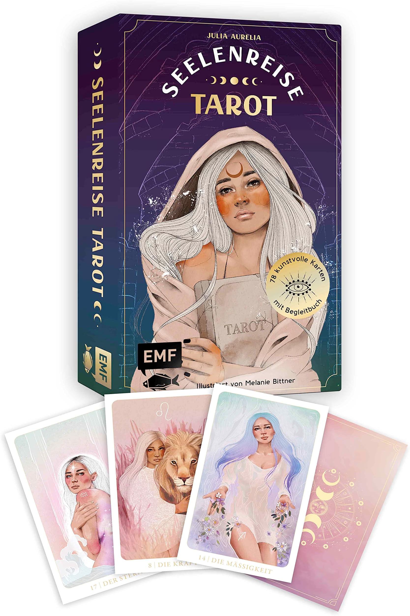 Tarot-Kartenset: Seelenreise Tarot: 78 kunstvoll illustrierte Karten mit Goldrand und Begleitbuch