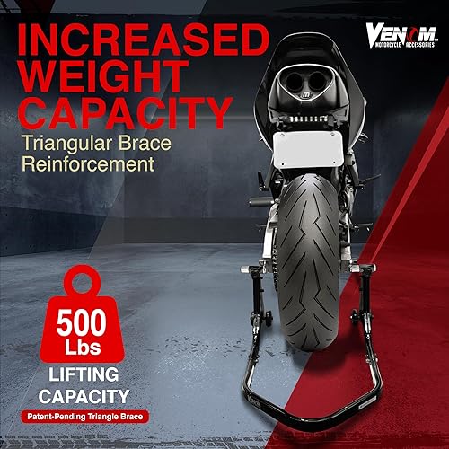 Miniatura 4 de Venom Soporte trasero para motocicleta, soporte universal para rueda trasera de motocicleta, soporte de neumático de motocicleta compatible con